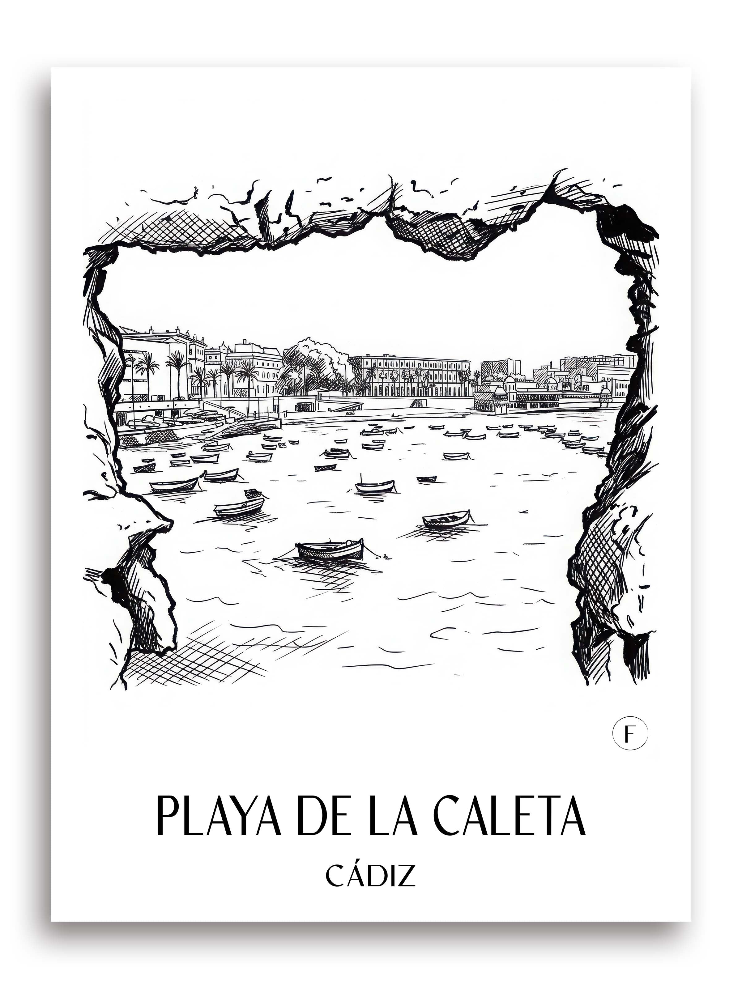 playa-de-la-caleta-cádiz-spanien-poster-skizze