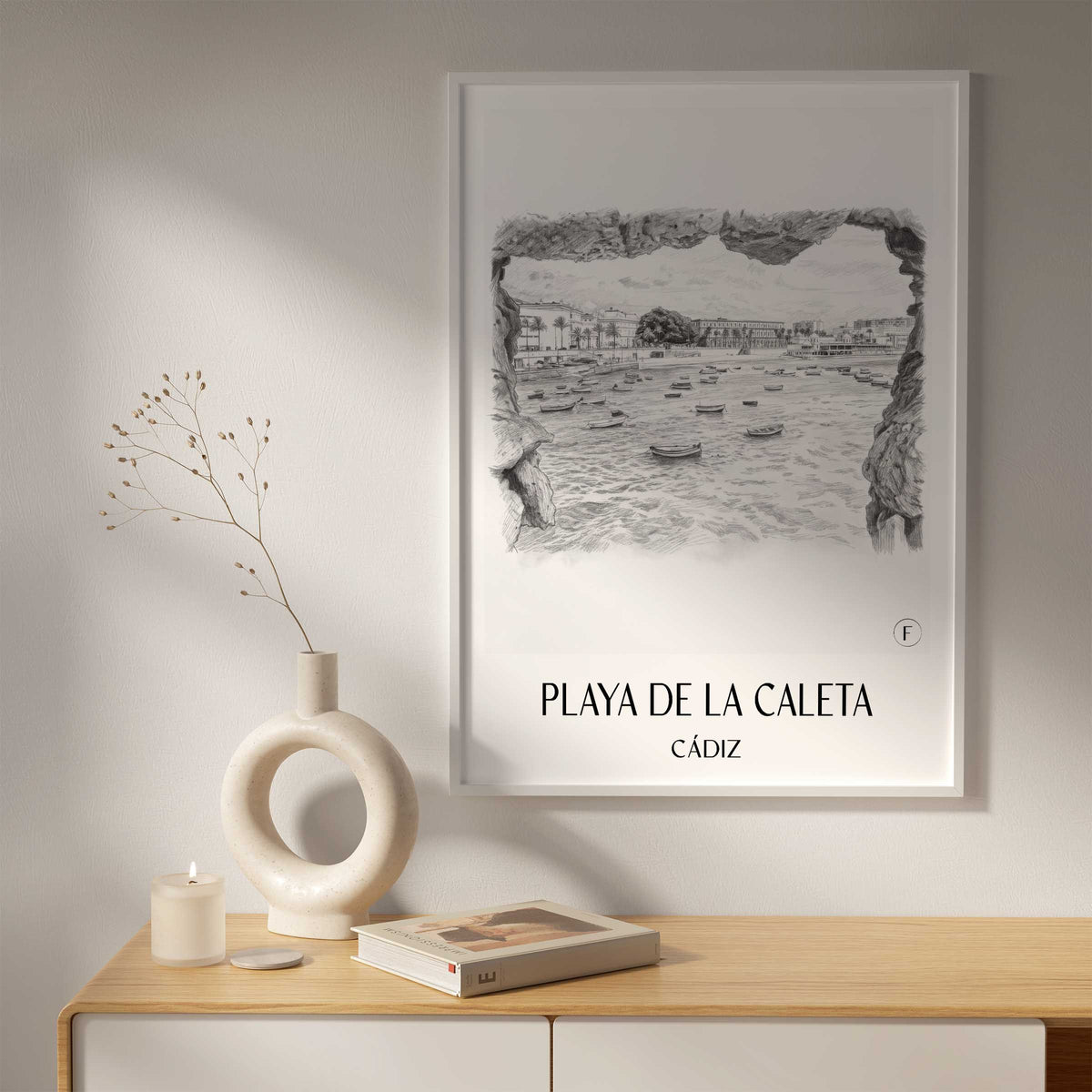 playa-de-la-caleta-cádiz-spanien-poster-bleistift-zeichnung-drawing