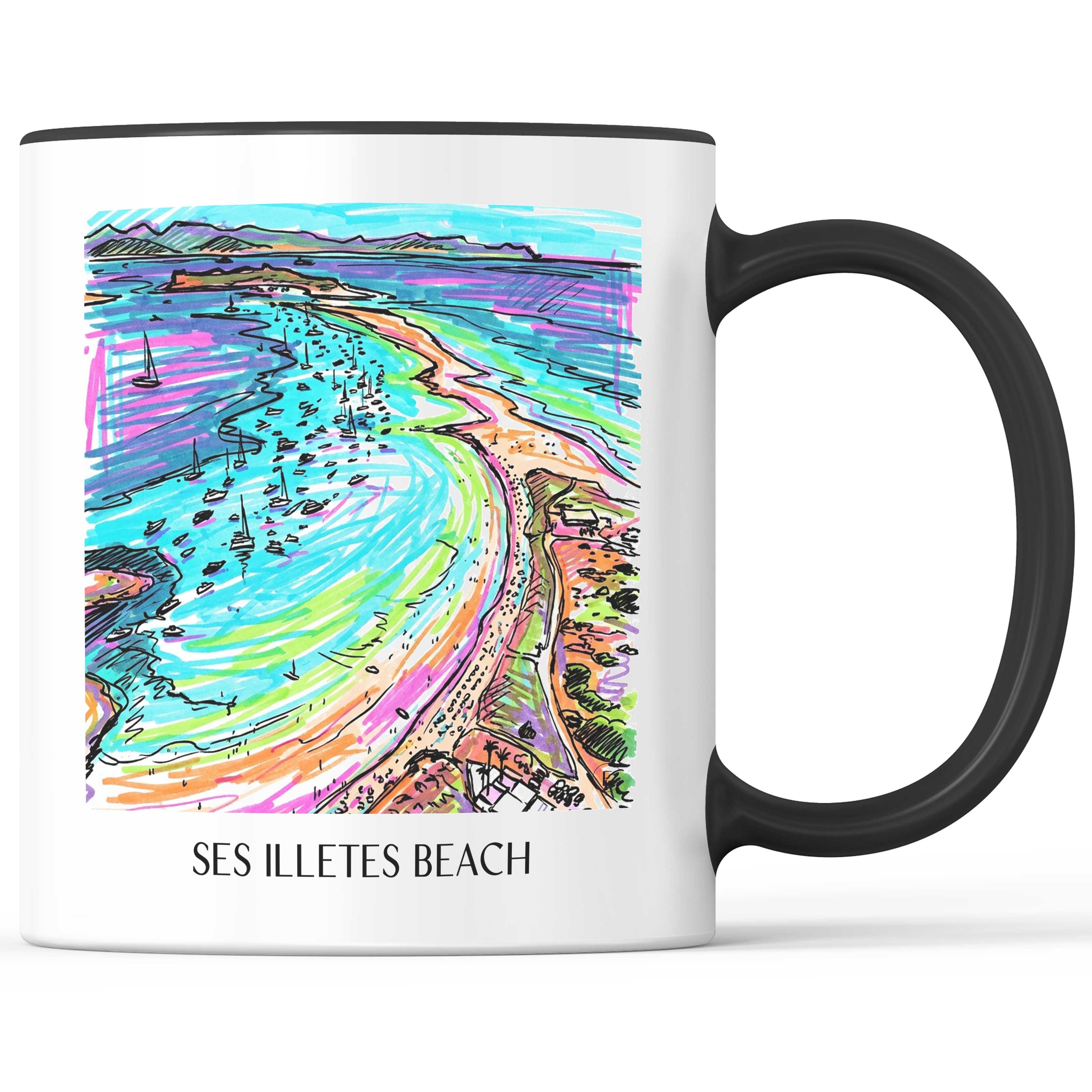 Playa de Ses Illetes Kaffeebecher - Formentera - Spanien Becher - Kaffeetasse im Tag Graffiti Stil - favplace