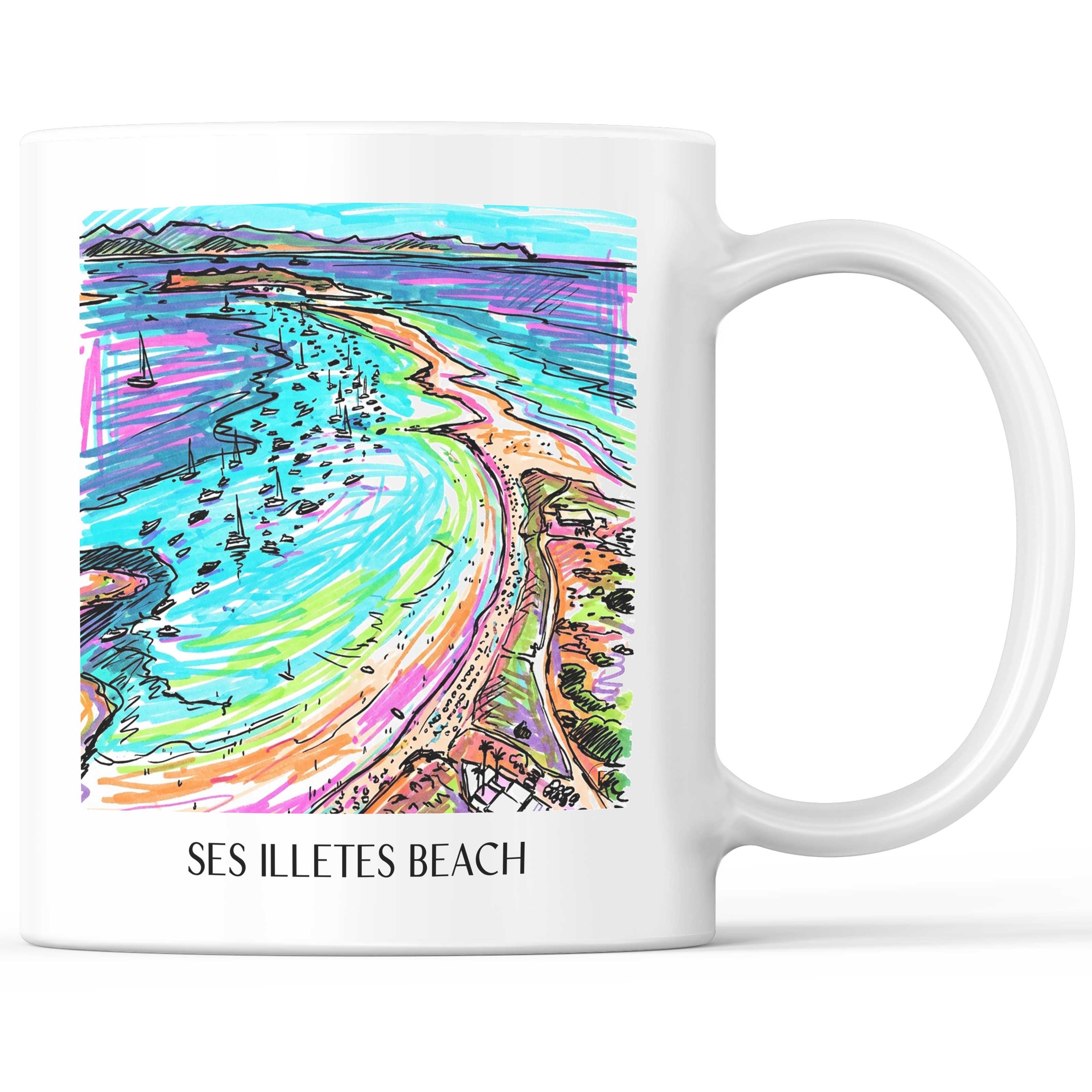 Playa de Ses Illetes Kaffeebecher - Formentera - Spanien Becher - Kaffeetasse im Tag Graffiti Stil - favplace