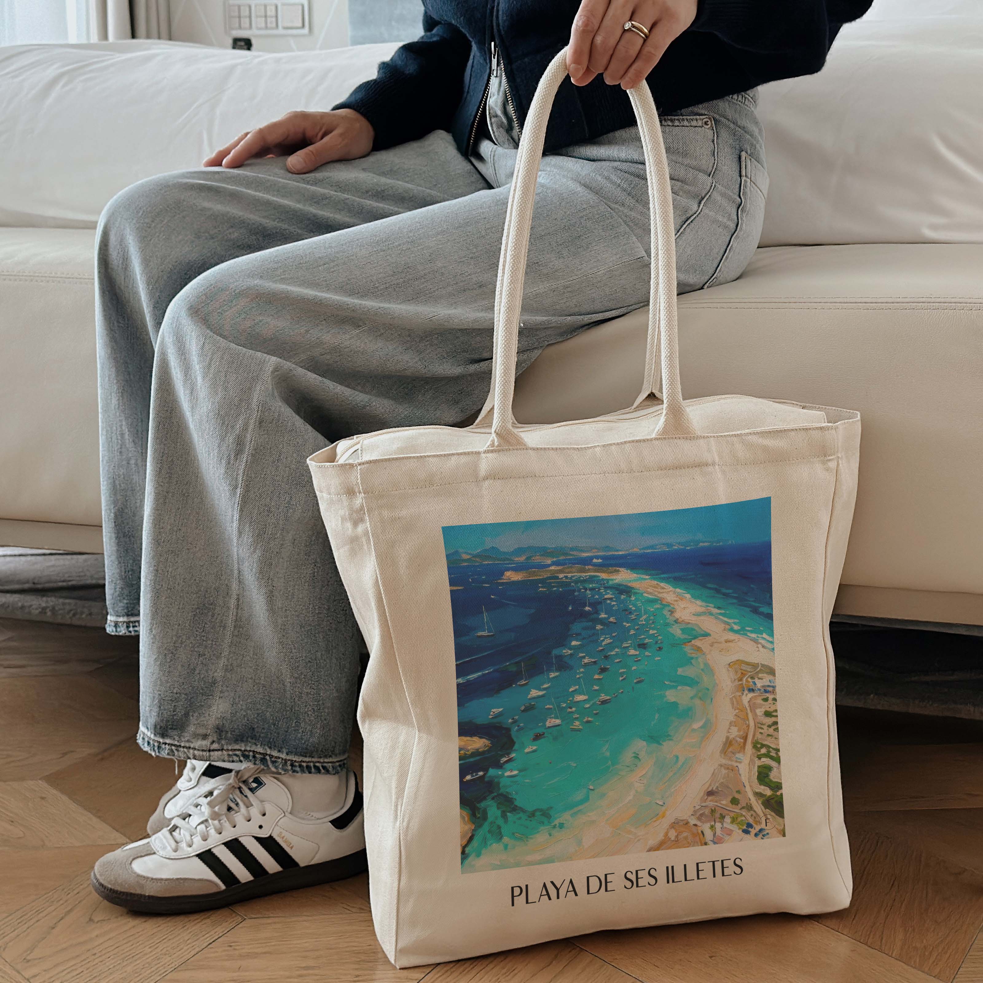 playa-de-ses-illetes-formentera-spanien-einkaufstasche-oil-painting-oelgemaelde