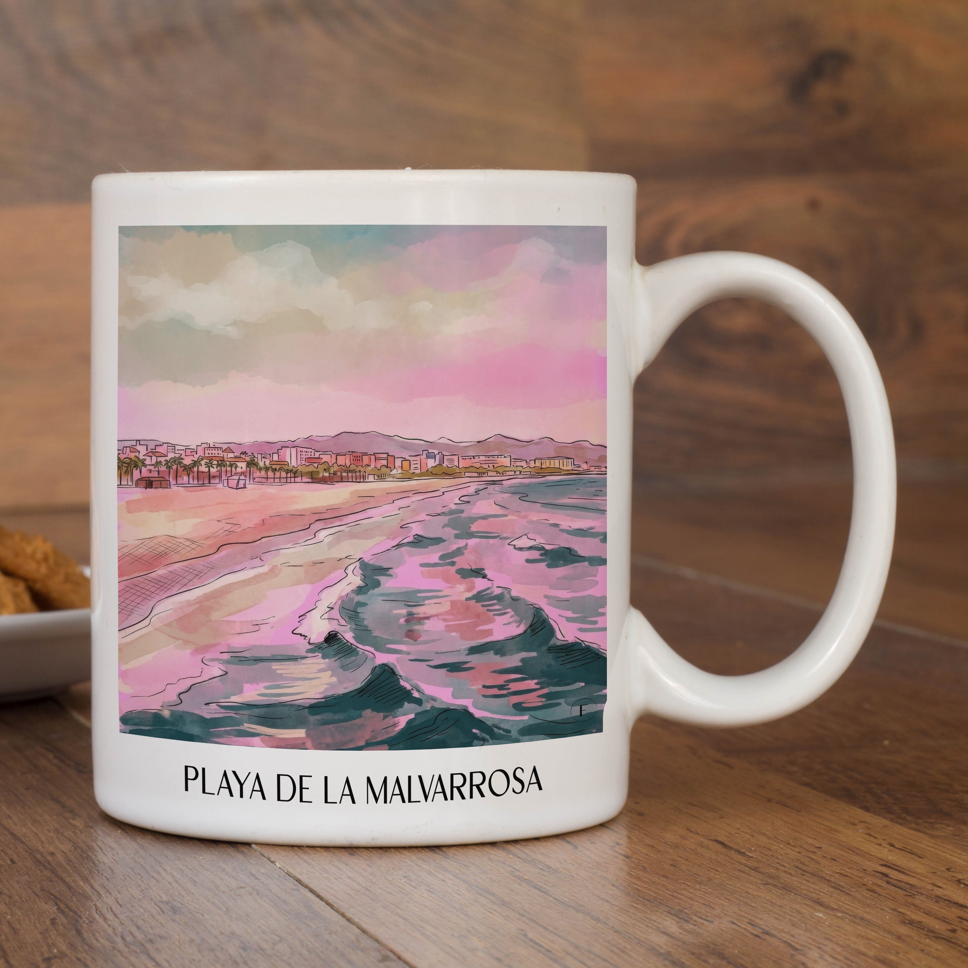 playa-de-la-malvarrosa-valencia-spanien-kaffeebecher-aquarell-pink-rosa