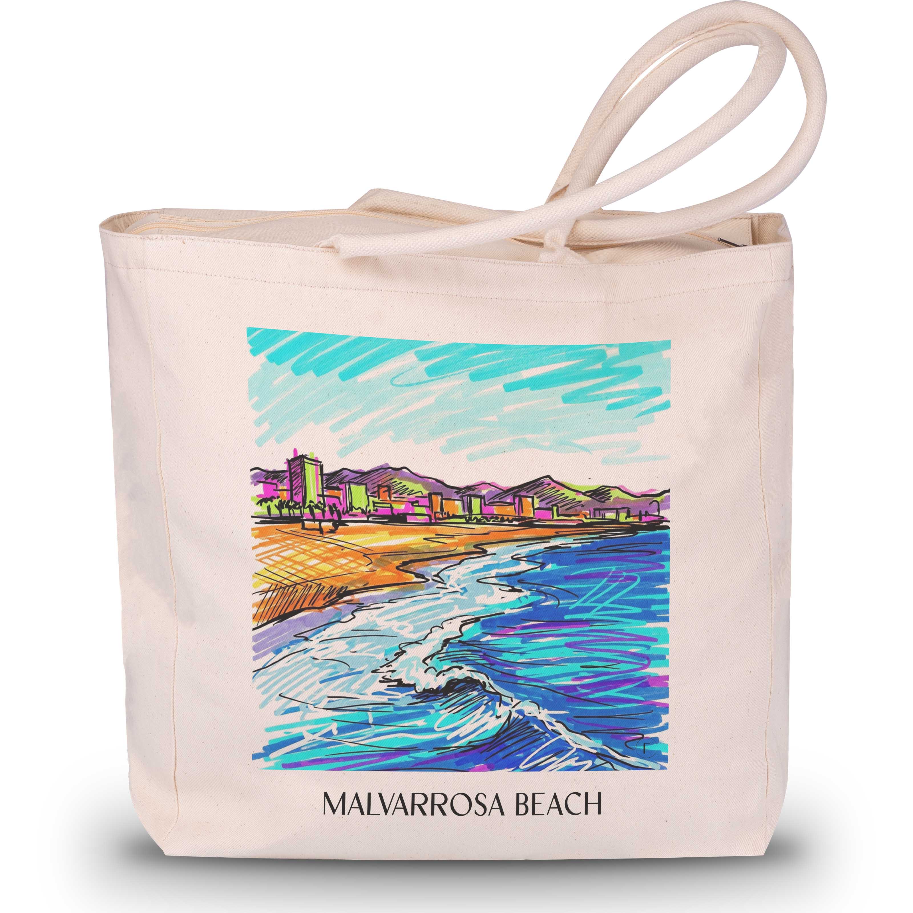 Playa de la Malvarrosa Shopping Tasche - Valencia - Spanien Tote Bag - Einkaufstasche im Tag Graffiti Stil - favplace