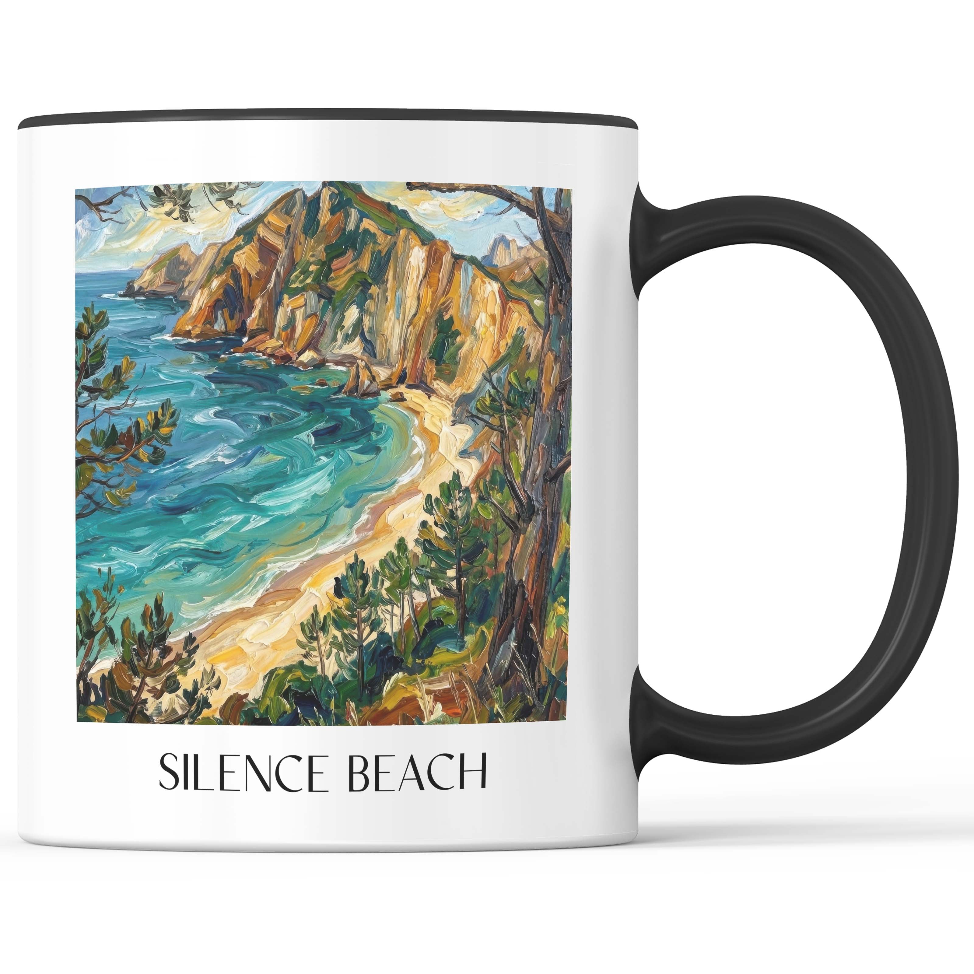 Playa del Silencio Kaffeebecher - Cudillero - Spanien Becher - Kaffeetasse im Ölgemälde Stil - favplace