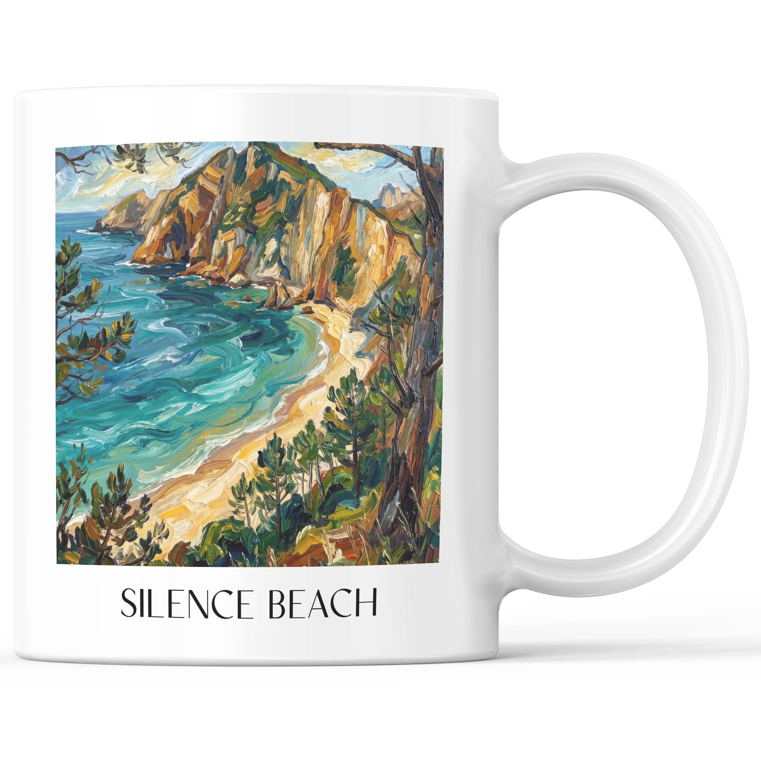 Playa del Silencio Kaffeebecher - Cudillero - Spanien Becher - Kaffeetasse im Ölgemälde Stil - favplace