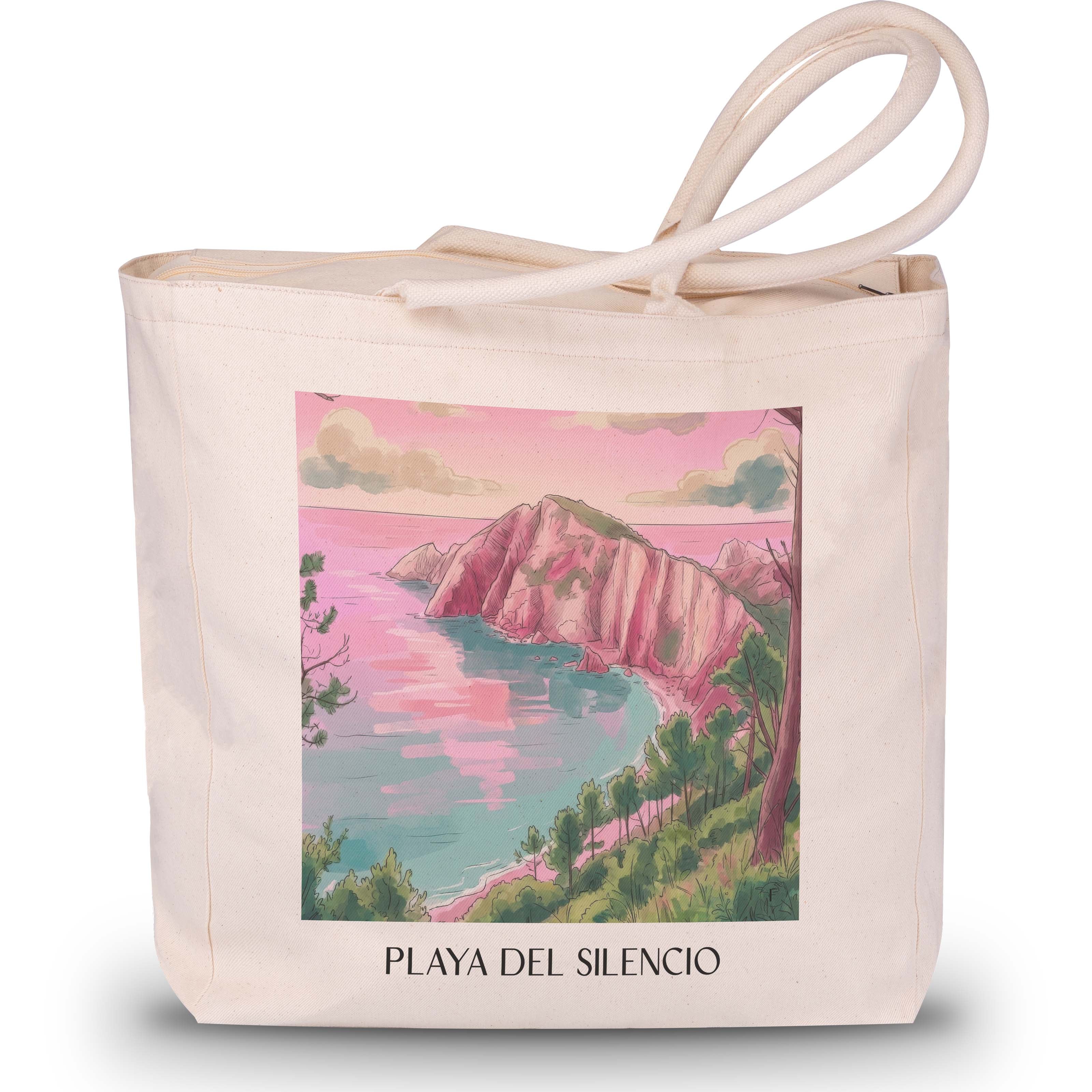 playa-del-silencio-cudillero-spanien-einkaufstasche-aquarell-pink-rosa