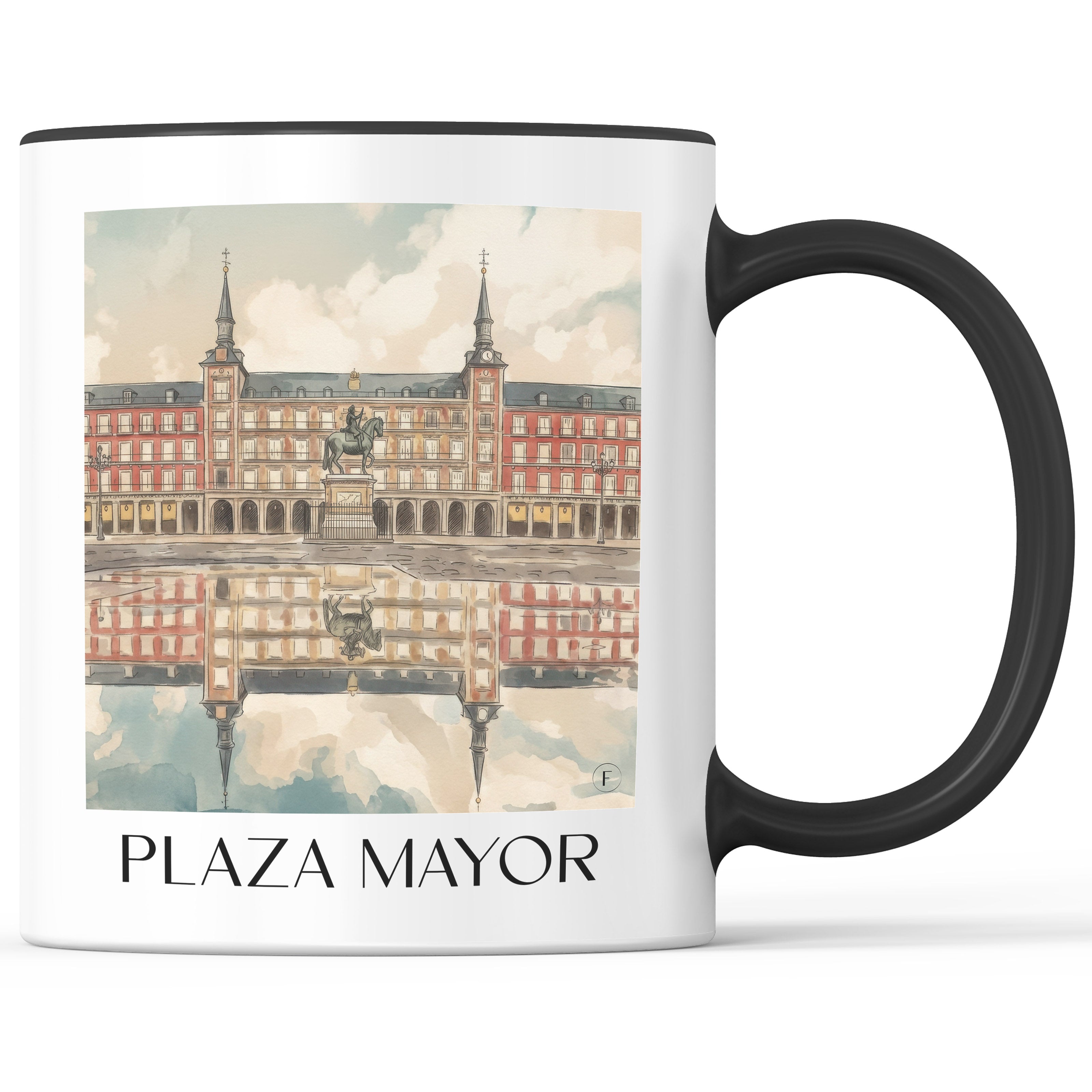 Plaza Mayor Kaffeebecher - Madrid - Spanien Becher - Kaffeetasse im Aquarell Stil - favplace