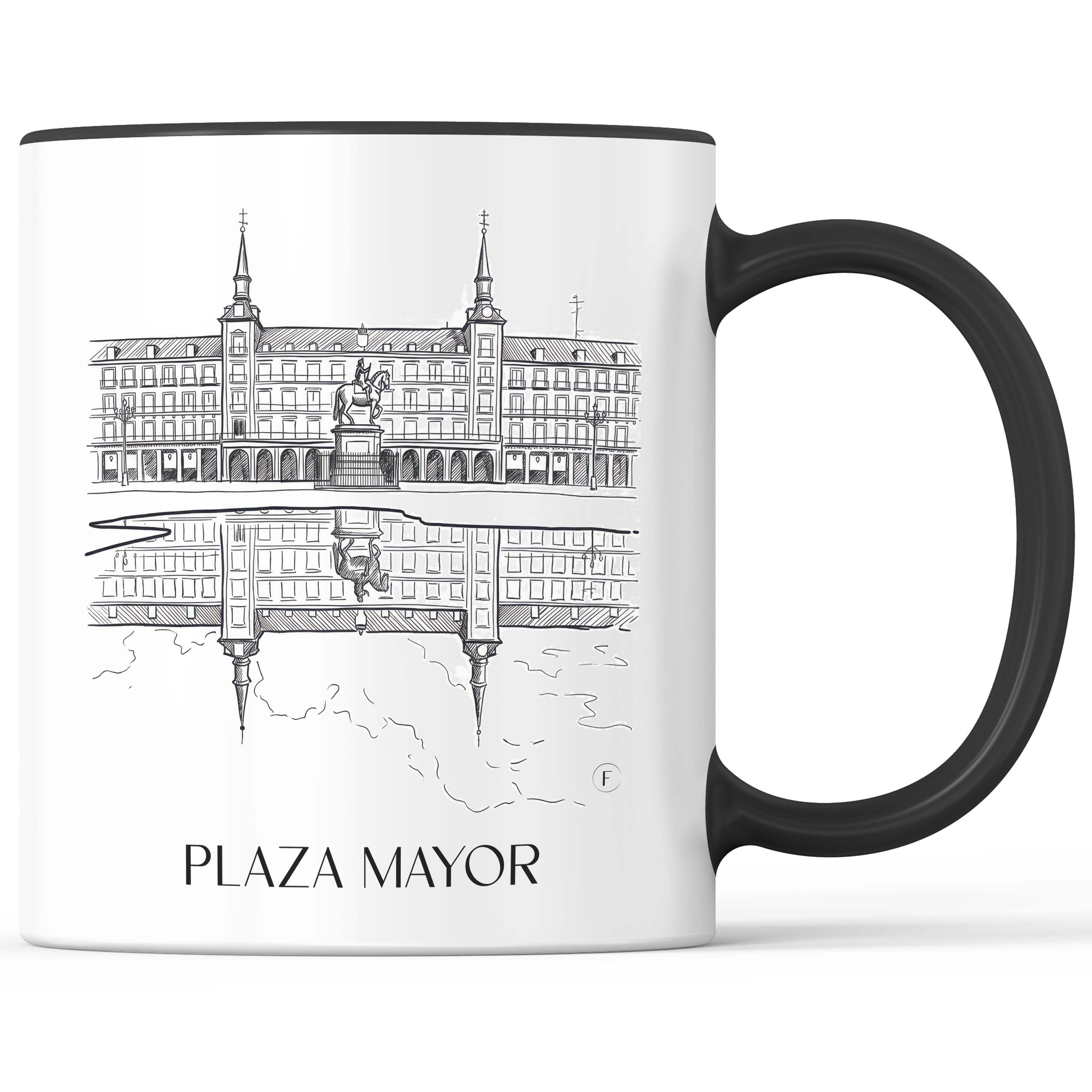 plaza-mayor-madrid-spanien-kaffeebecher-skizze