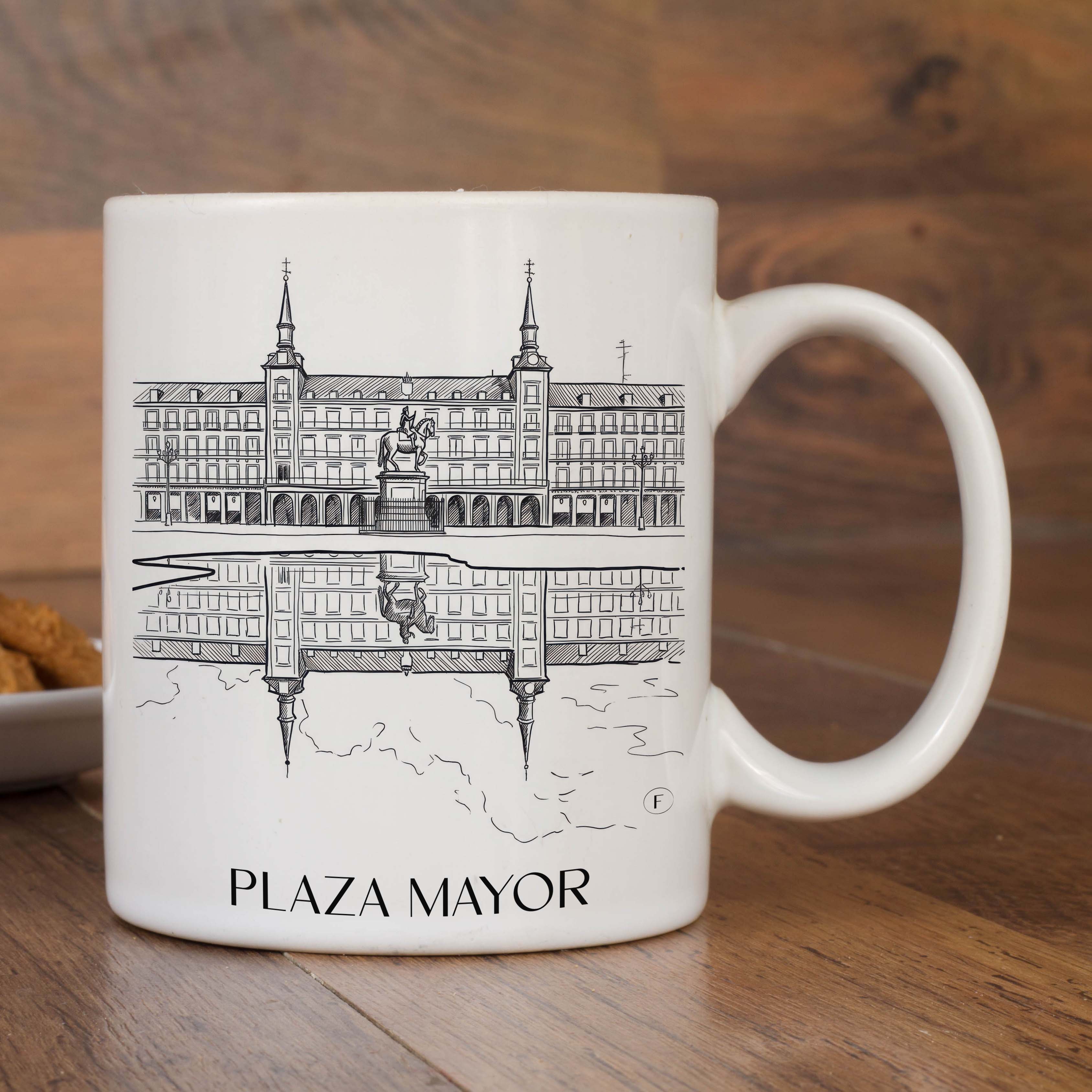 plaza-mayor-madrid-spanien-kaffeebecher-skizze