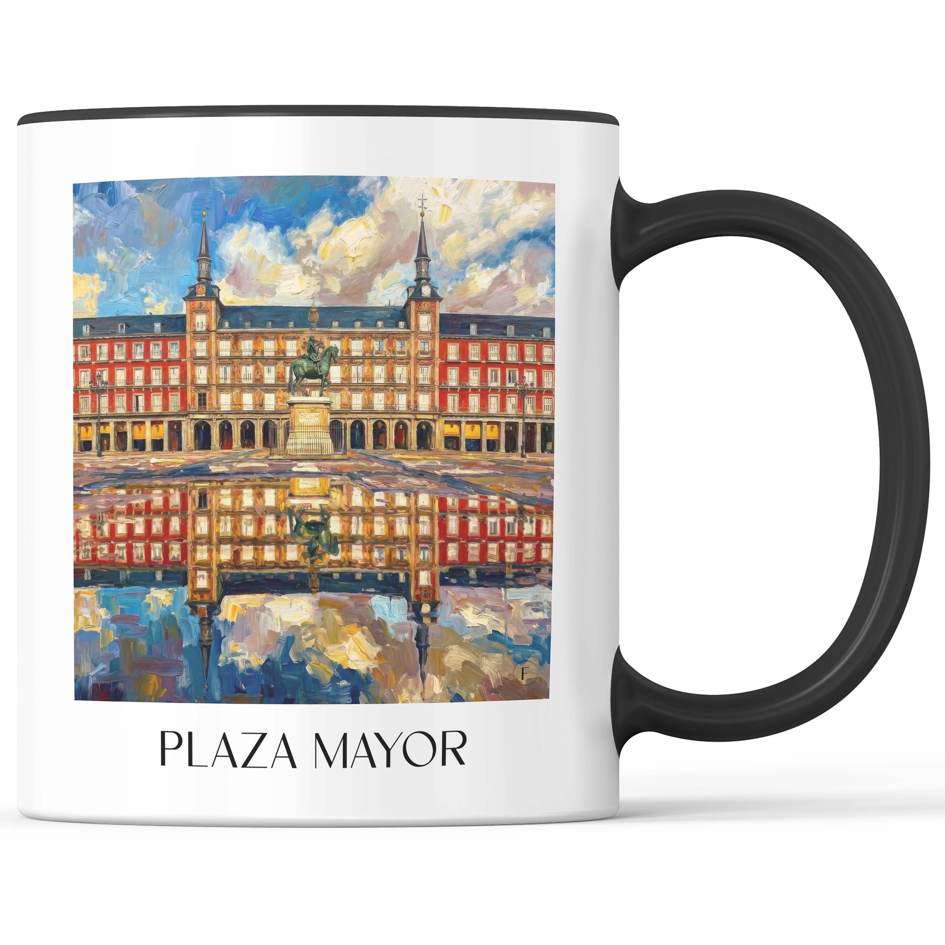 Plaza Mayor Kaffeebecher - Madrid - Spanien Becher - Kaffeetasse im Ölgemälde Stil - favplace