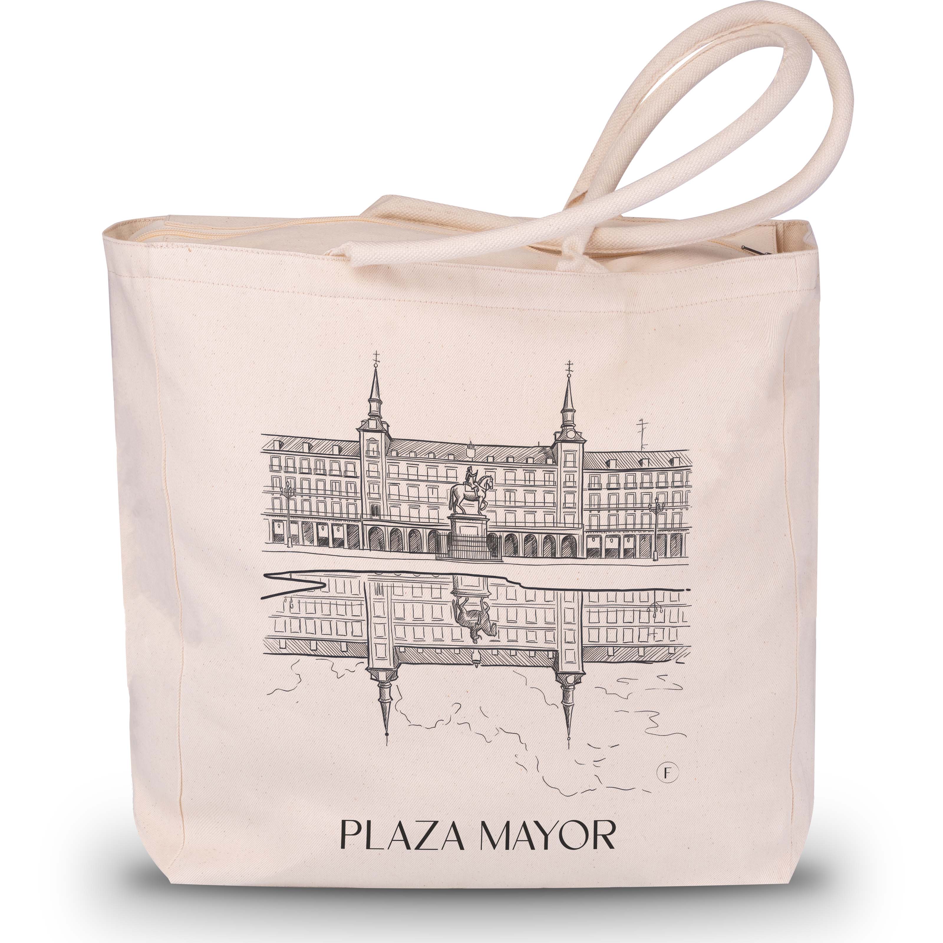 plaza-mayor-madrid-spanien-einkaufstasche-skizze
