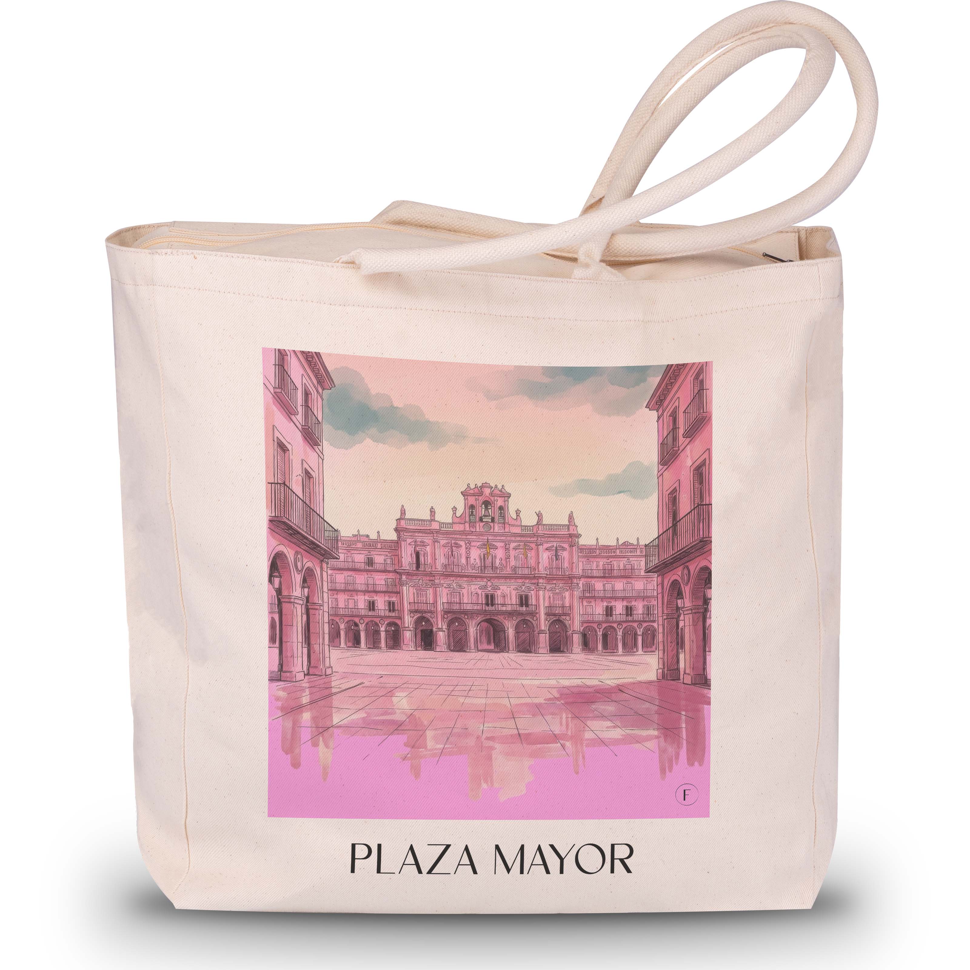 plaza-mayor-salamanca-spanien-einkaufstasche-aquarell-pink-rosa