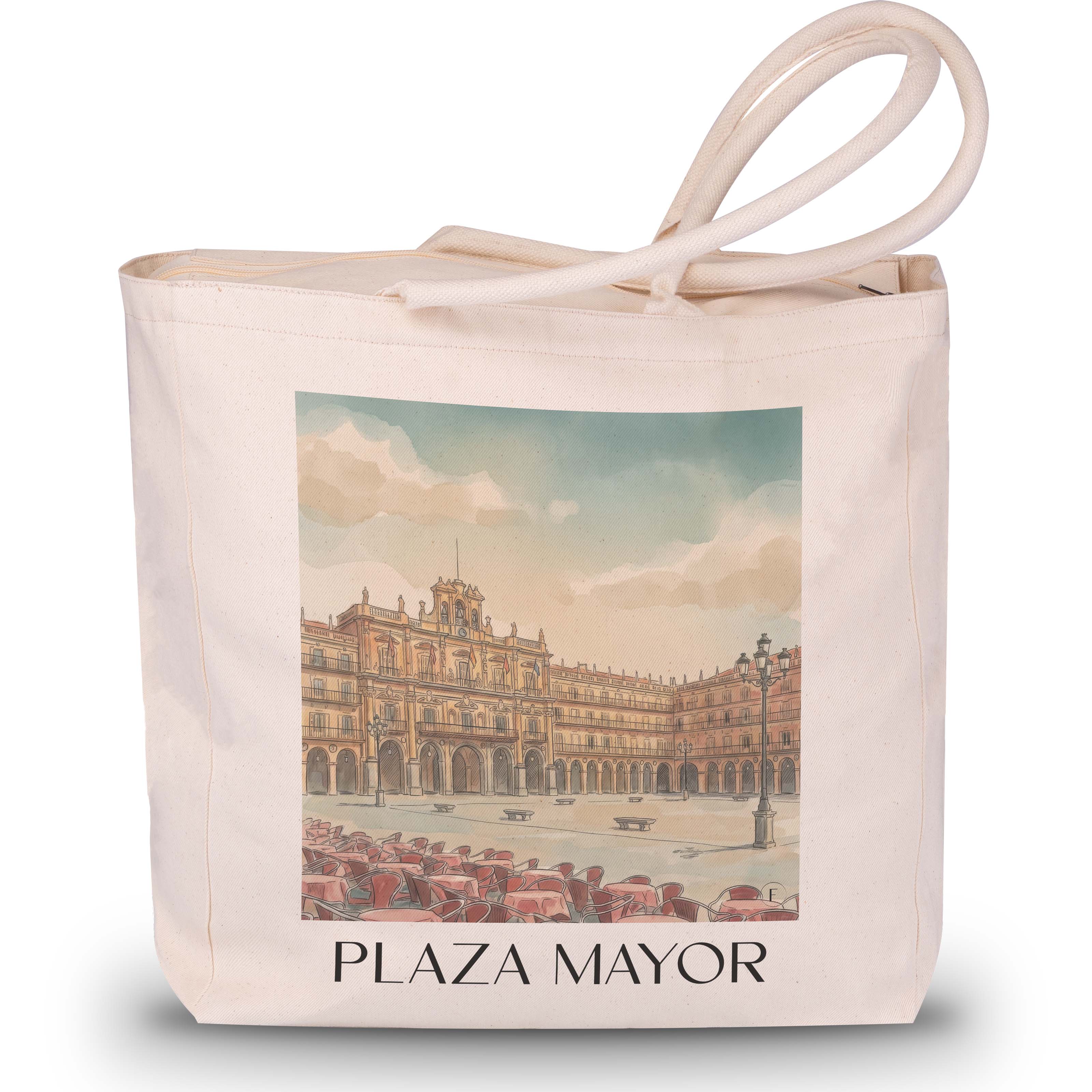 plaza-mayor-salamanca-spanien-einkaufstasche-aquarell