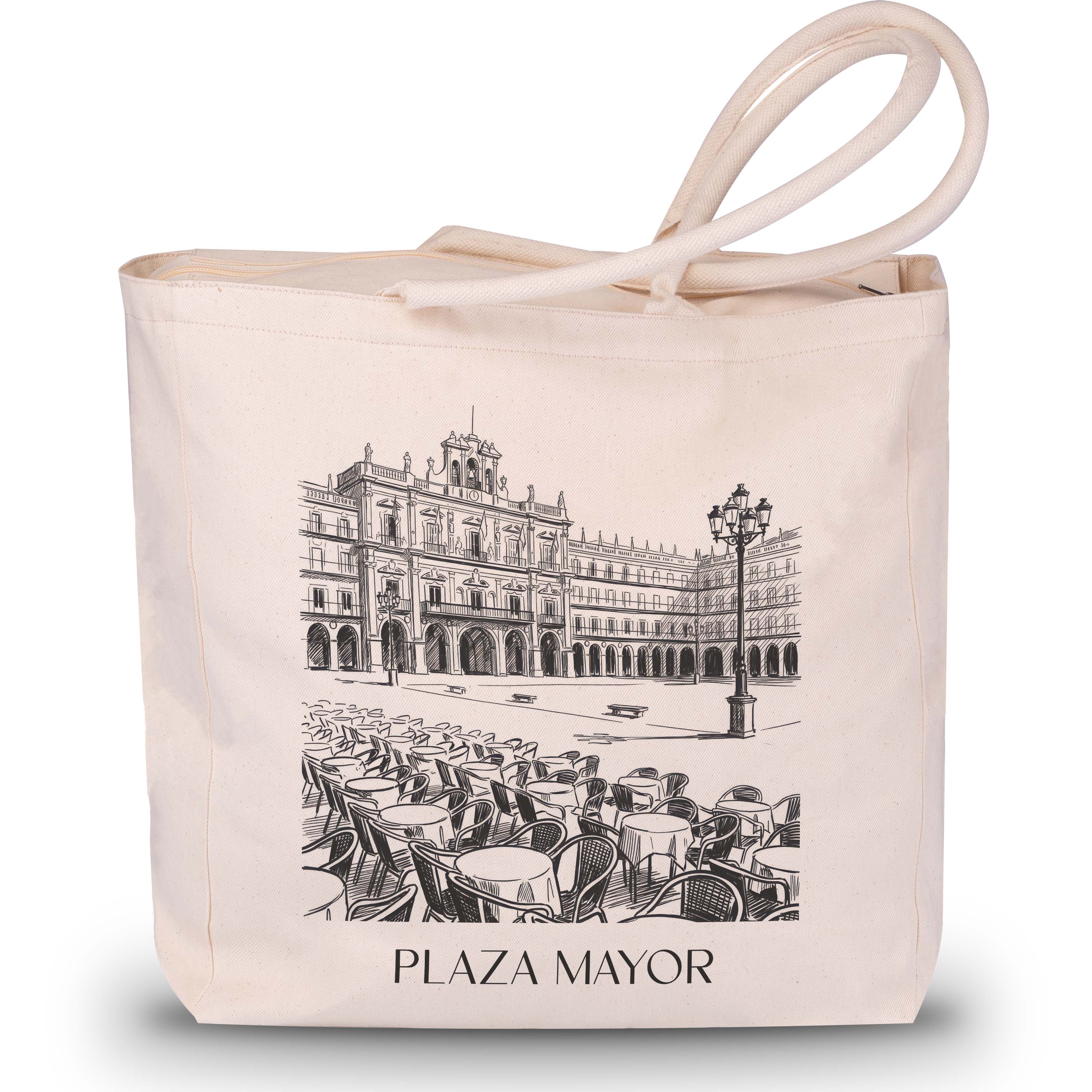 plaza-mayor-salamanca-spanien-einkaufstasche-skizze
