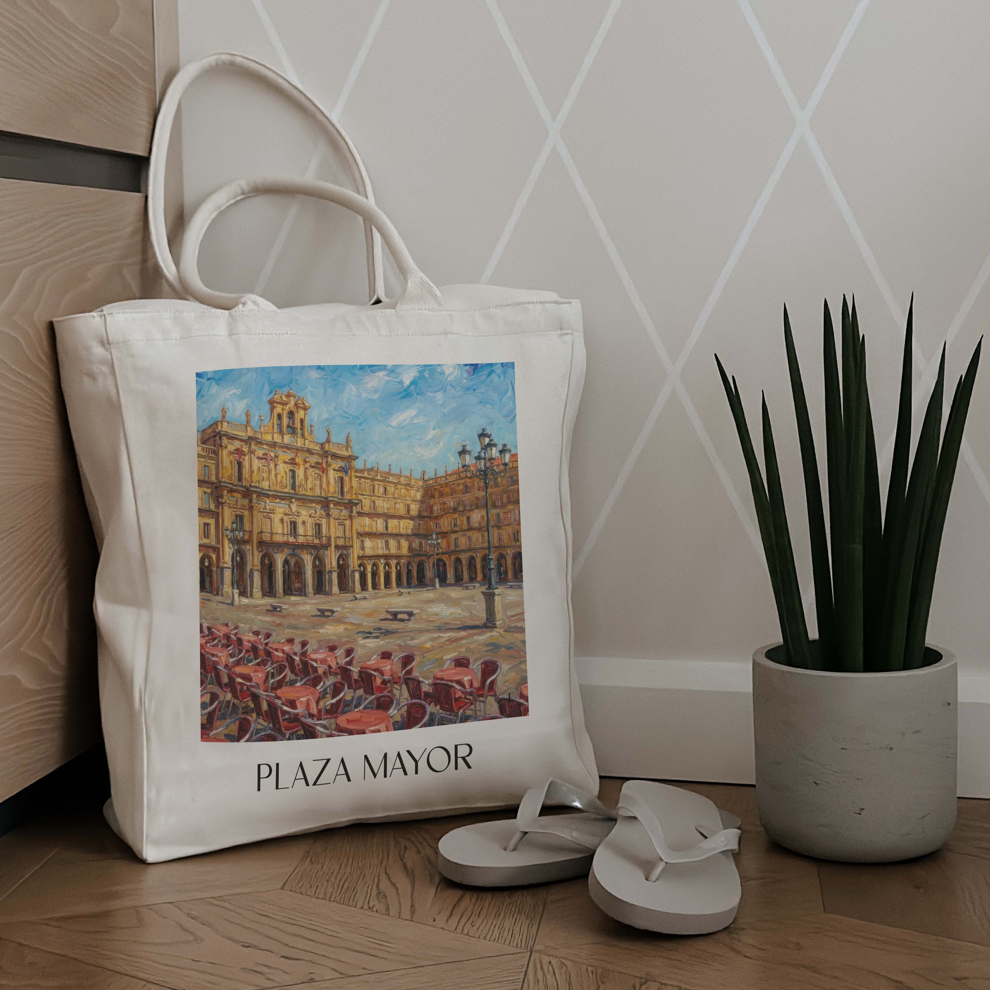 plaza-mayor-salamanca-spanien-einkaufstasche-oil-painting-oelgemaelde