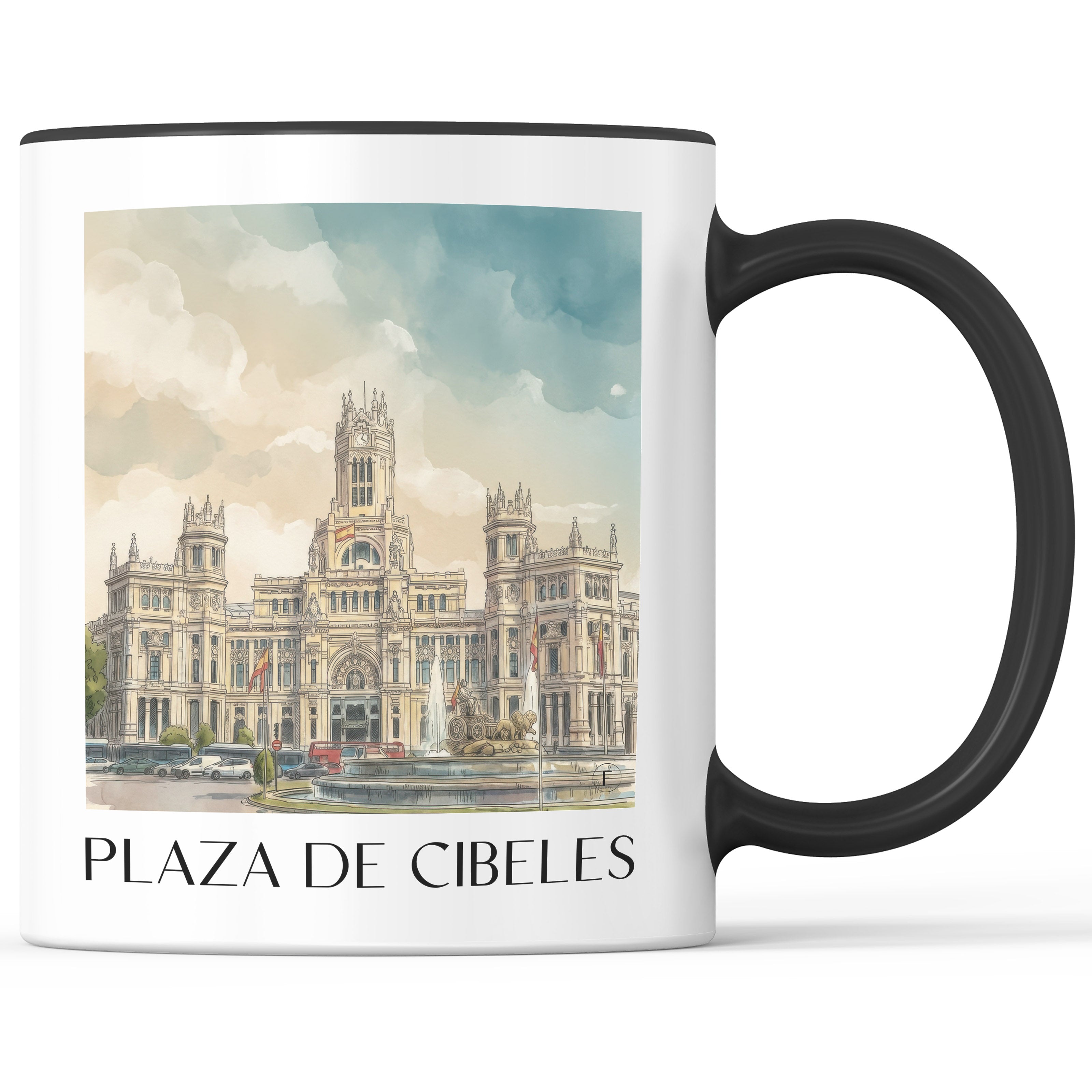 plaza-de-cibeles-madrid-spanien-kaffeebecher-aquarell