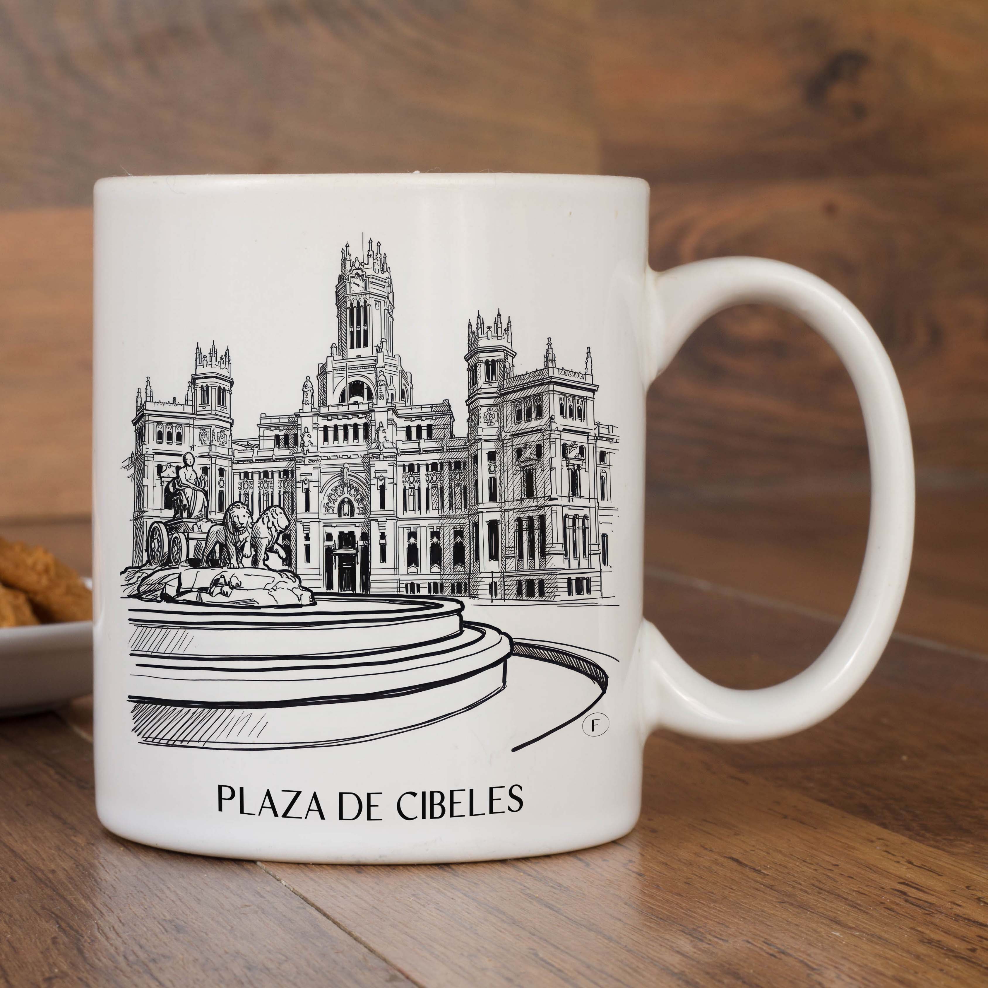 plaza-de-cibeles-madrid-spanien-kaffeebecher-skizze