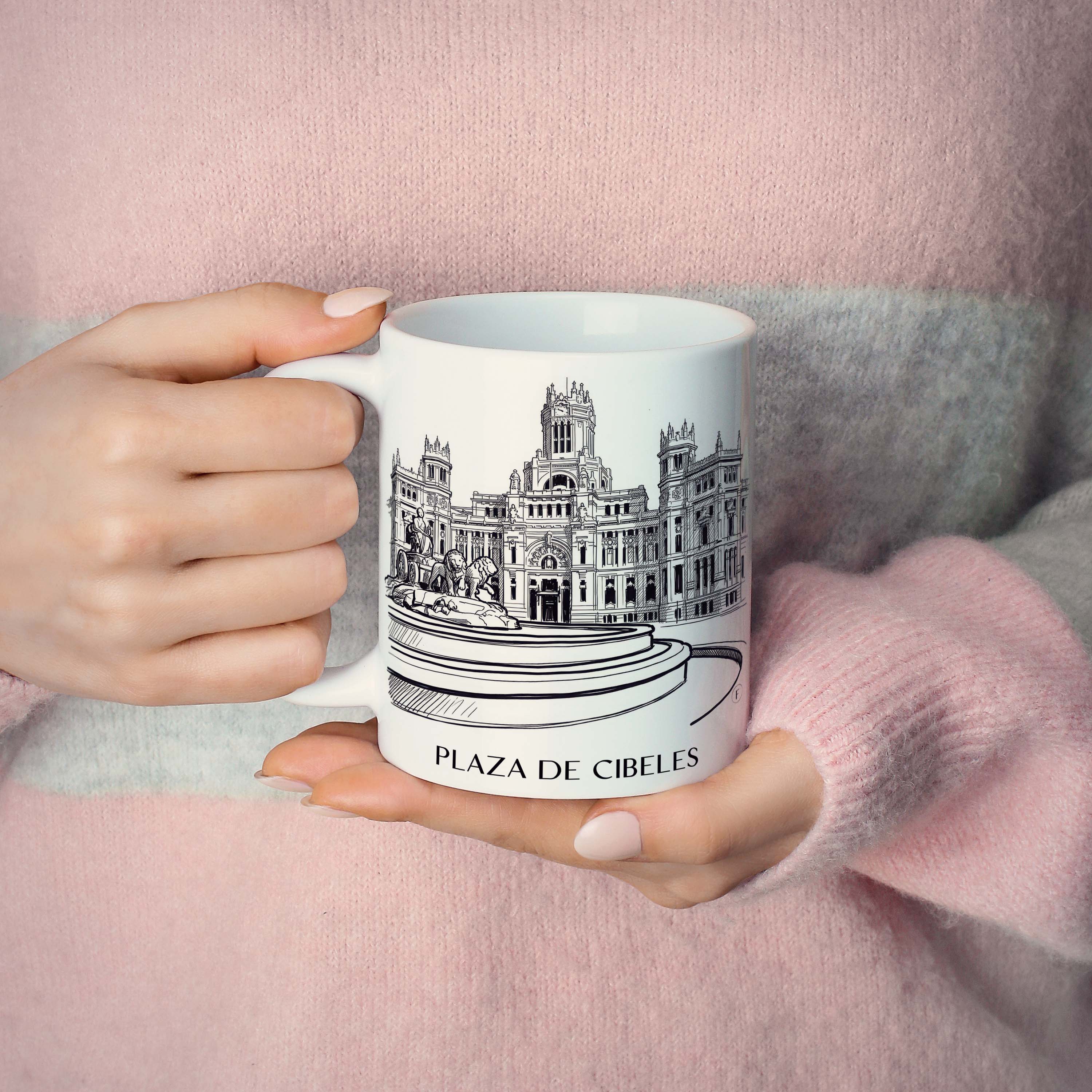 plaza-de-cibeles-madrid-spanien-kaffeebecher-skizze