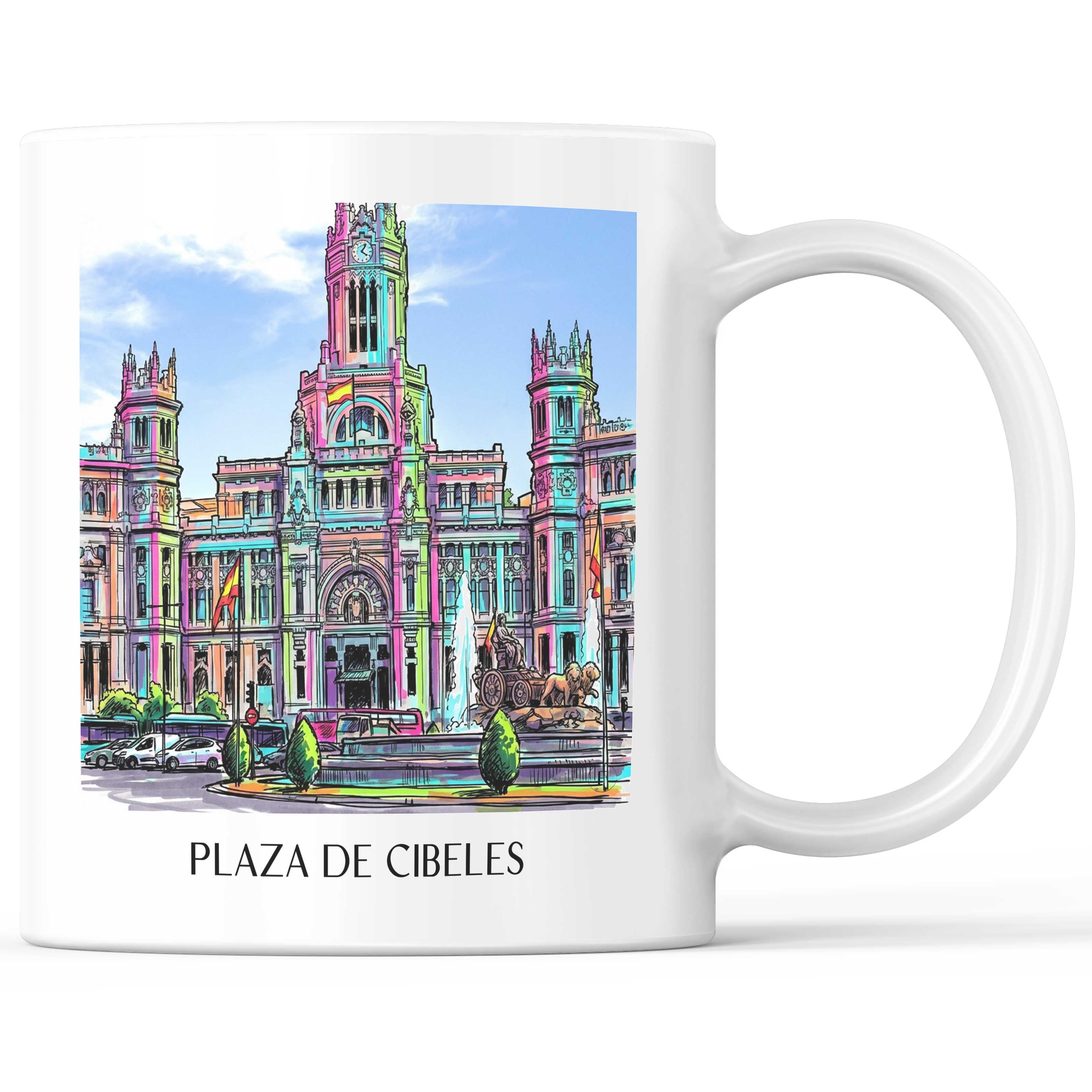 Plaza de Cibeles Kaffeebecher - Madrid - Spanien Becher - Kaffeetasse im Tag Graffiti Stil - favplace