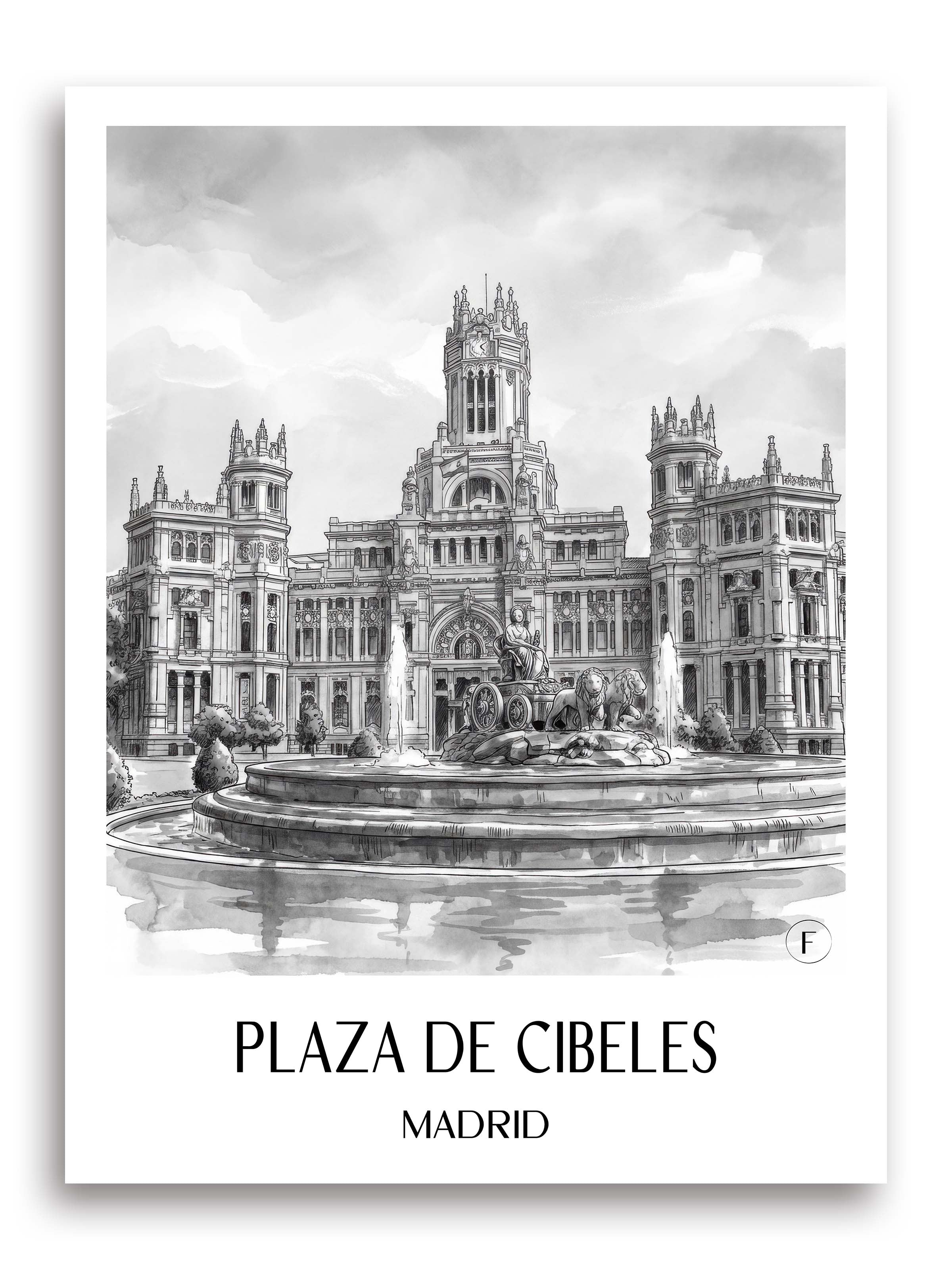 plaza-de-cibeles-madrid-spanien-poster-aquarell-schwarz-weiss