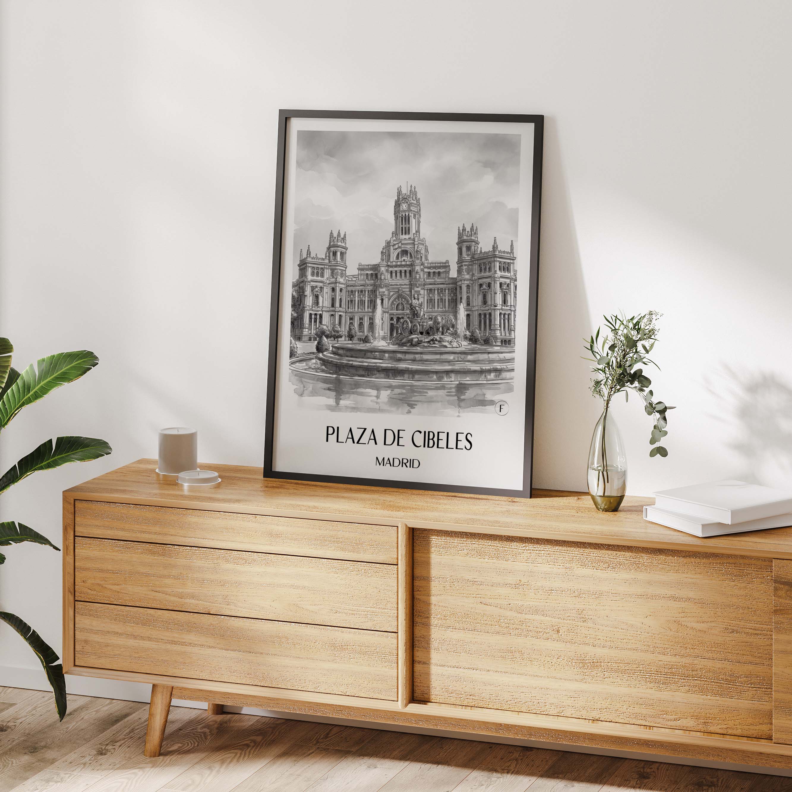 plaza-de-cibeles-madrid-spanien-poster-aquarell-schwarz-weiss