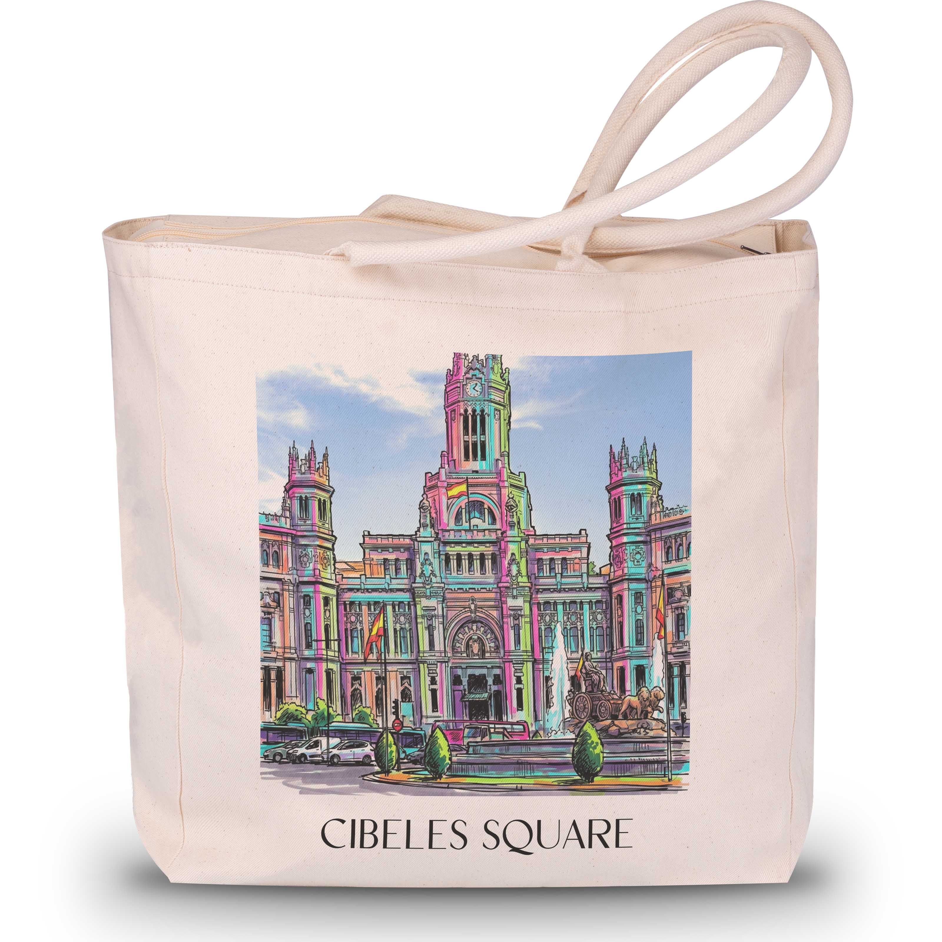 Plaza de Cibeles Shopping Tasche - Madrid - Spanien Tote Bag - Einkaufstasche im Tag Graffiti Stil - favplace