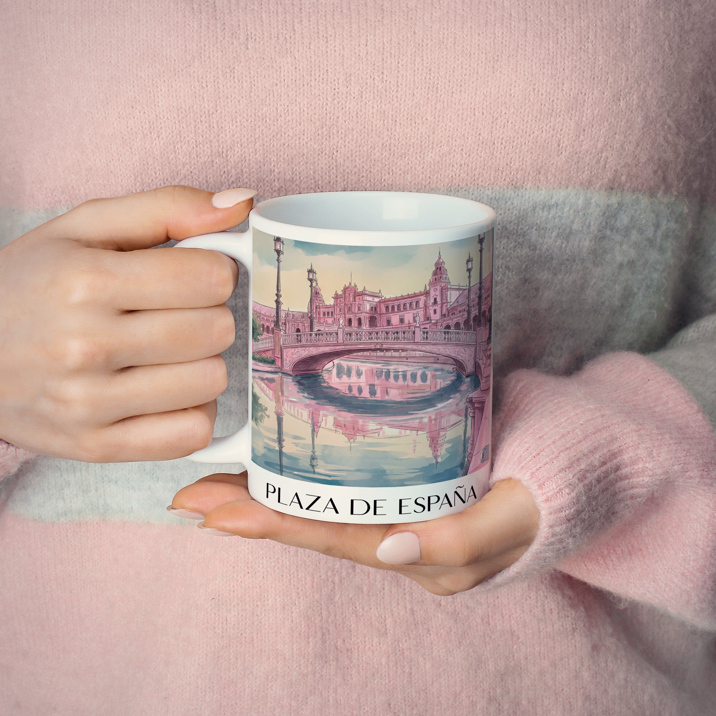 plaza-de-españa-sevilla-spanien-kaffeebecher-aquarell-pink-rosa