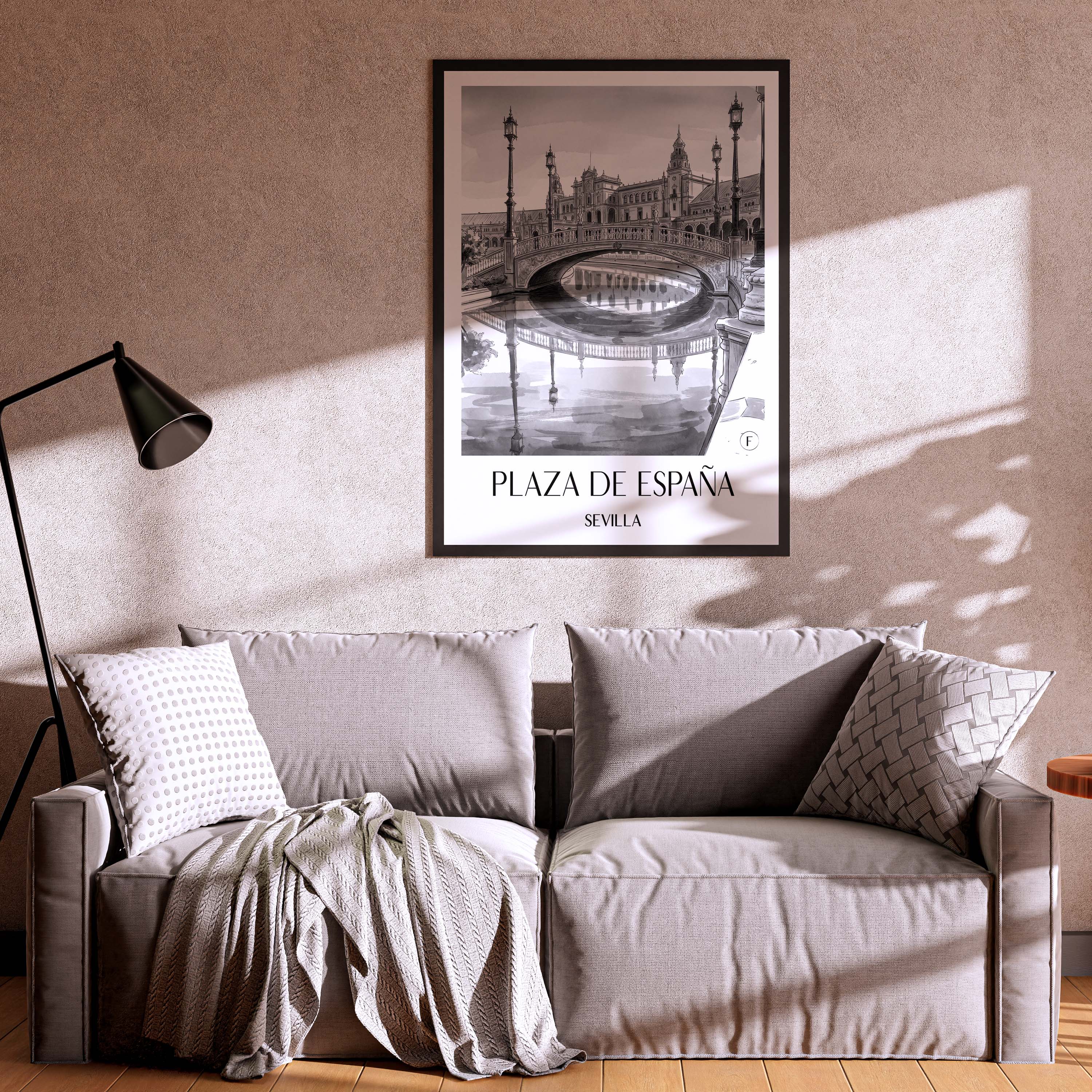plaza-de-españa-sevilla-spanien-poster-aquarell-schwarz-weiss