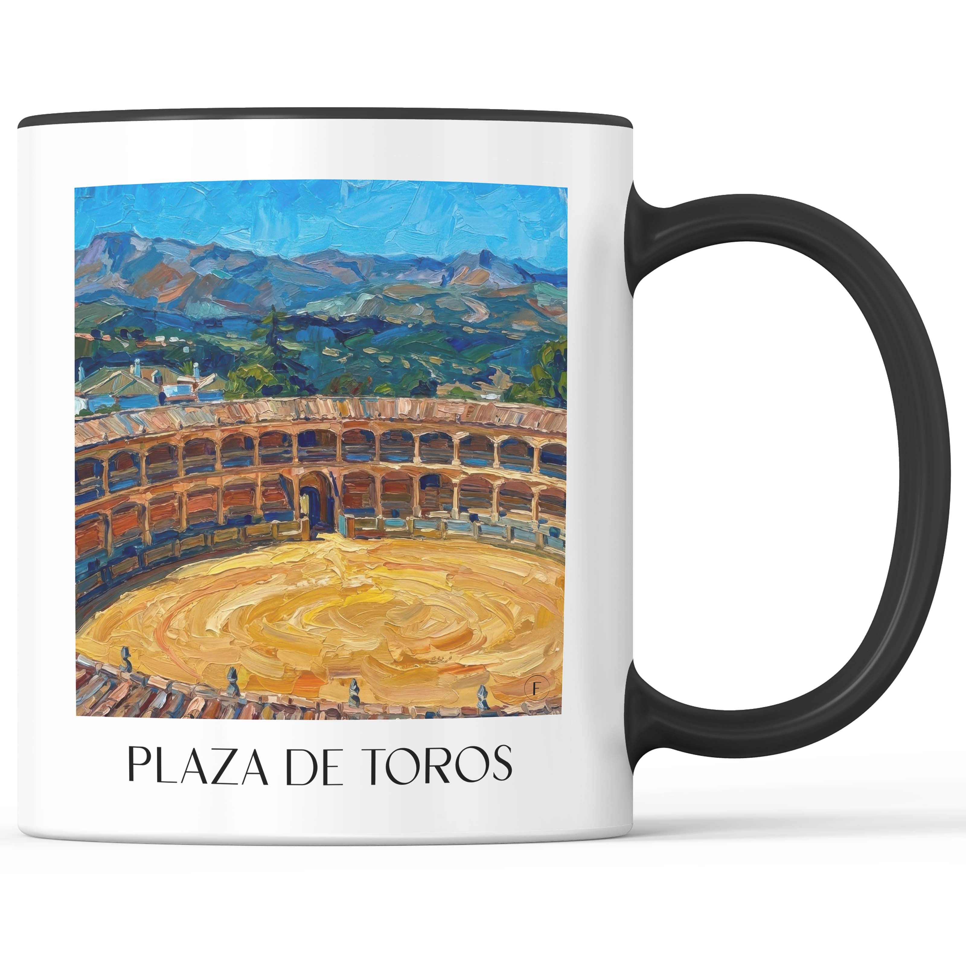 plaza-de-toros-ronda-spanien-kaffeebecher-oil-painting-oelgemaelde
