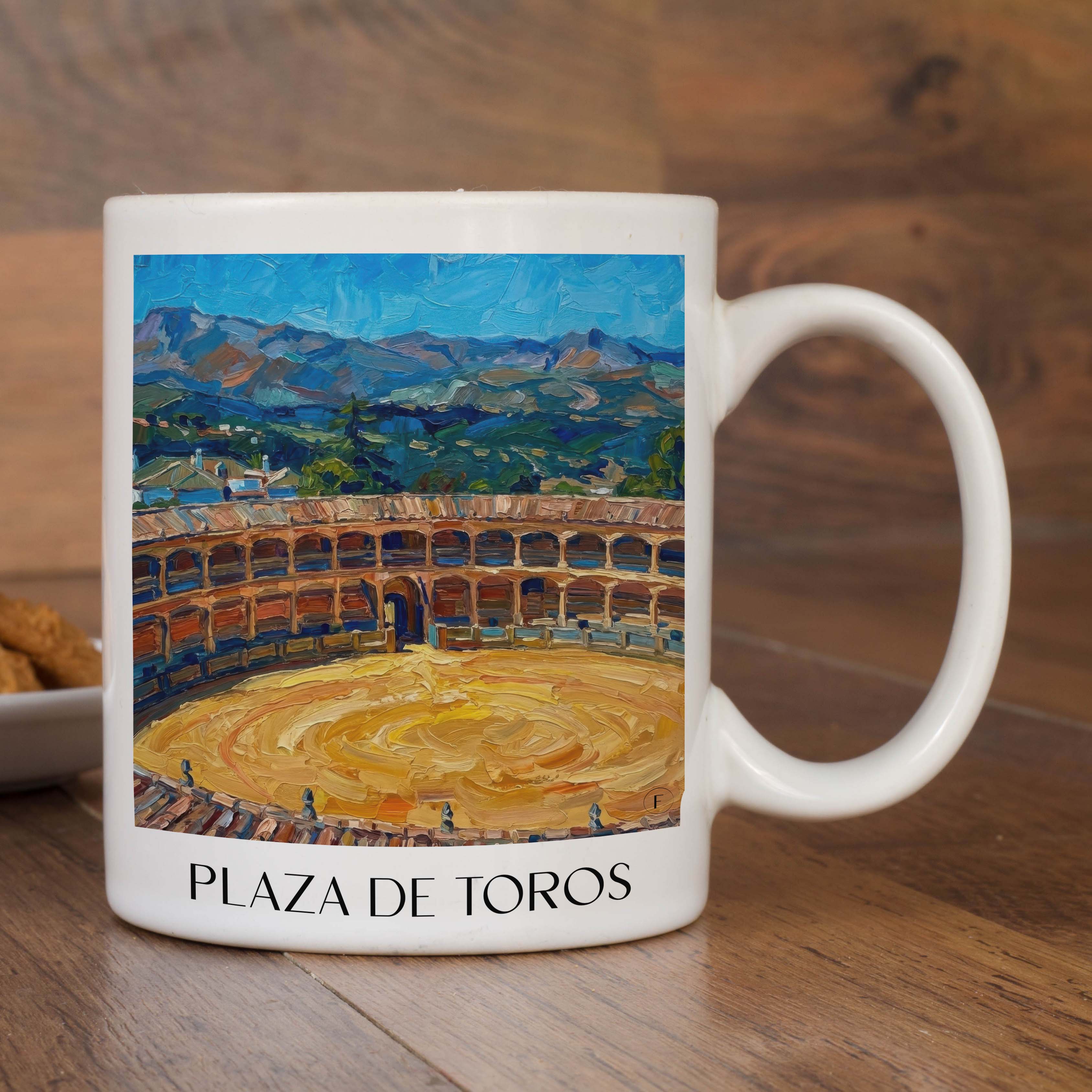 plaza-de-toros-ronda-spanien-kaffeebecher-oil-painting-oelgemaelde