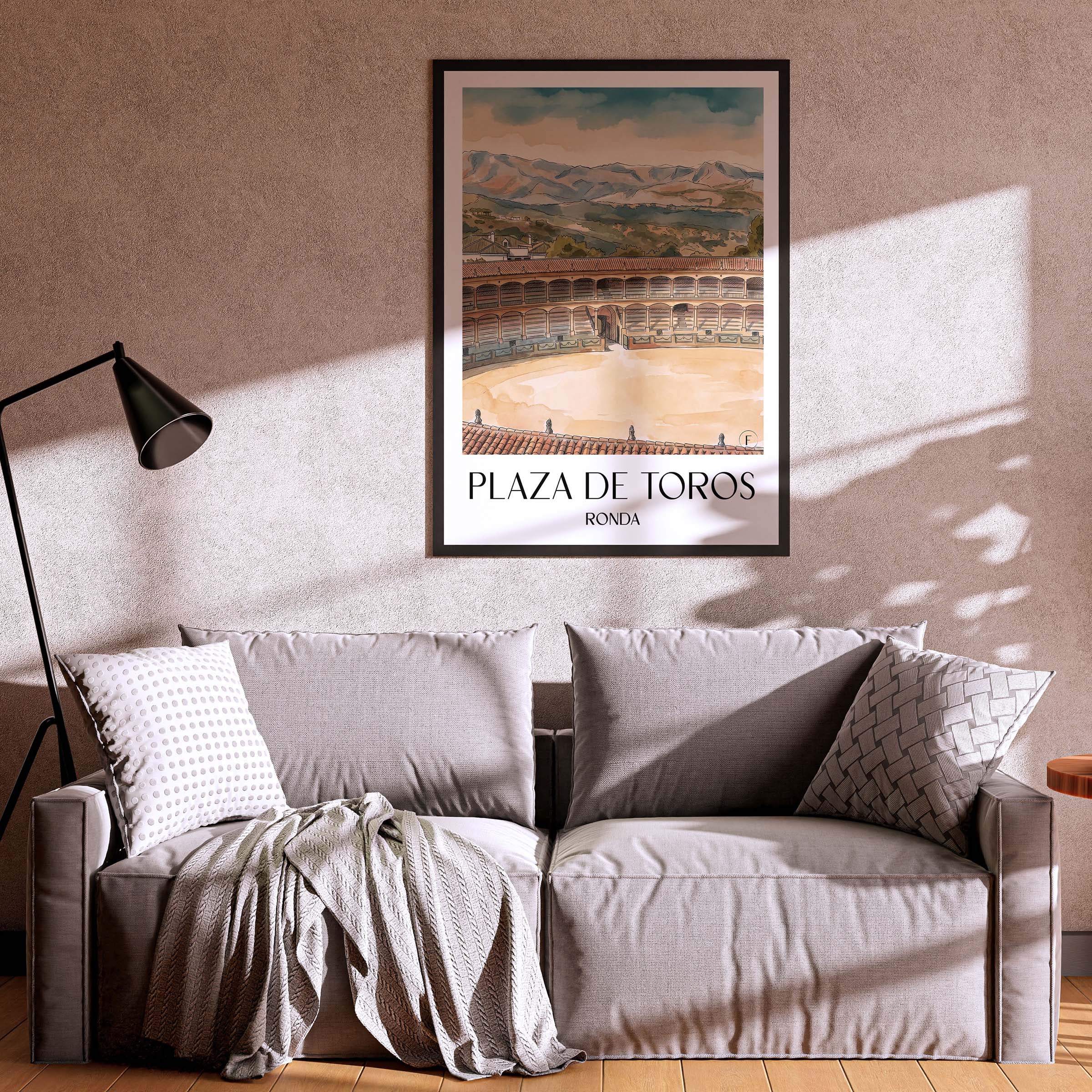 plaza-de-toros-ronda-spanien-poster-aquarell