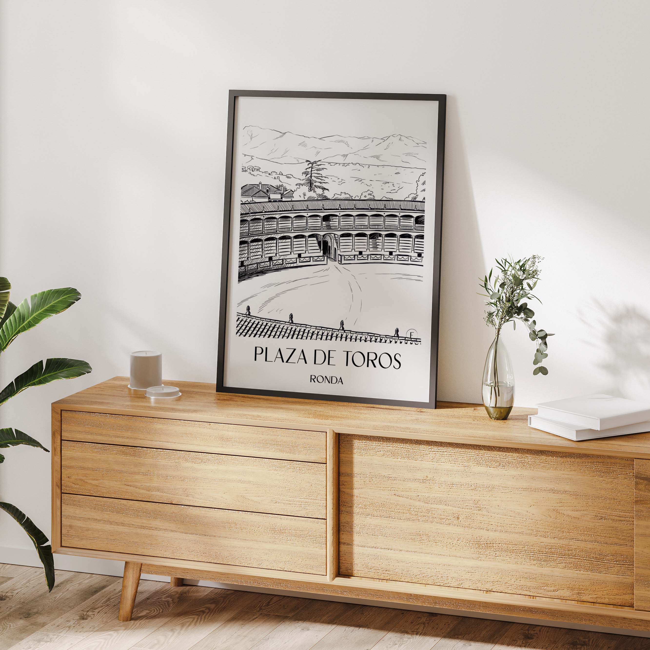 plaza-de-toros-ronda-spanien-poster-skizze