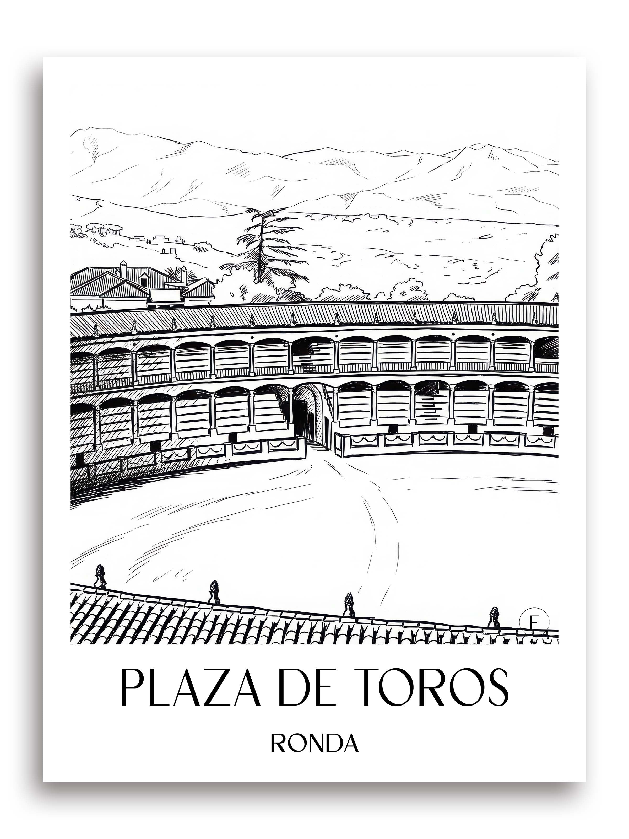 Plaza de Toros Poster - Ronda - Spanien Kunstdruck - Skizze von A4 bis A1 - favplace