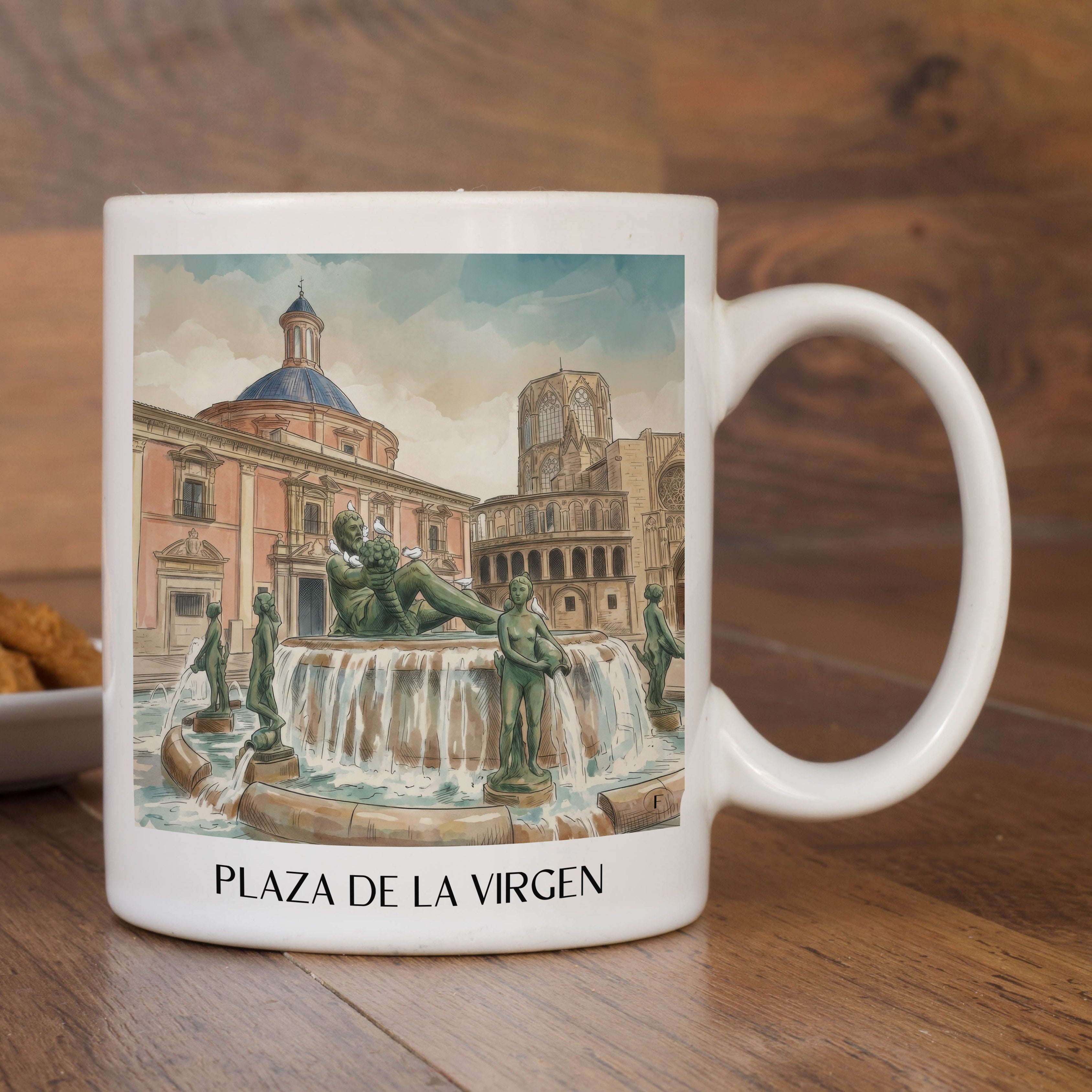 plaza-de-la-virgen-valencia-spanien-kaffeebecher-aquarell