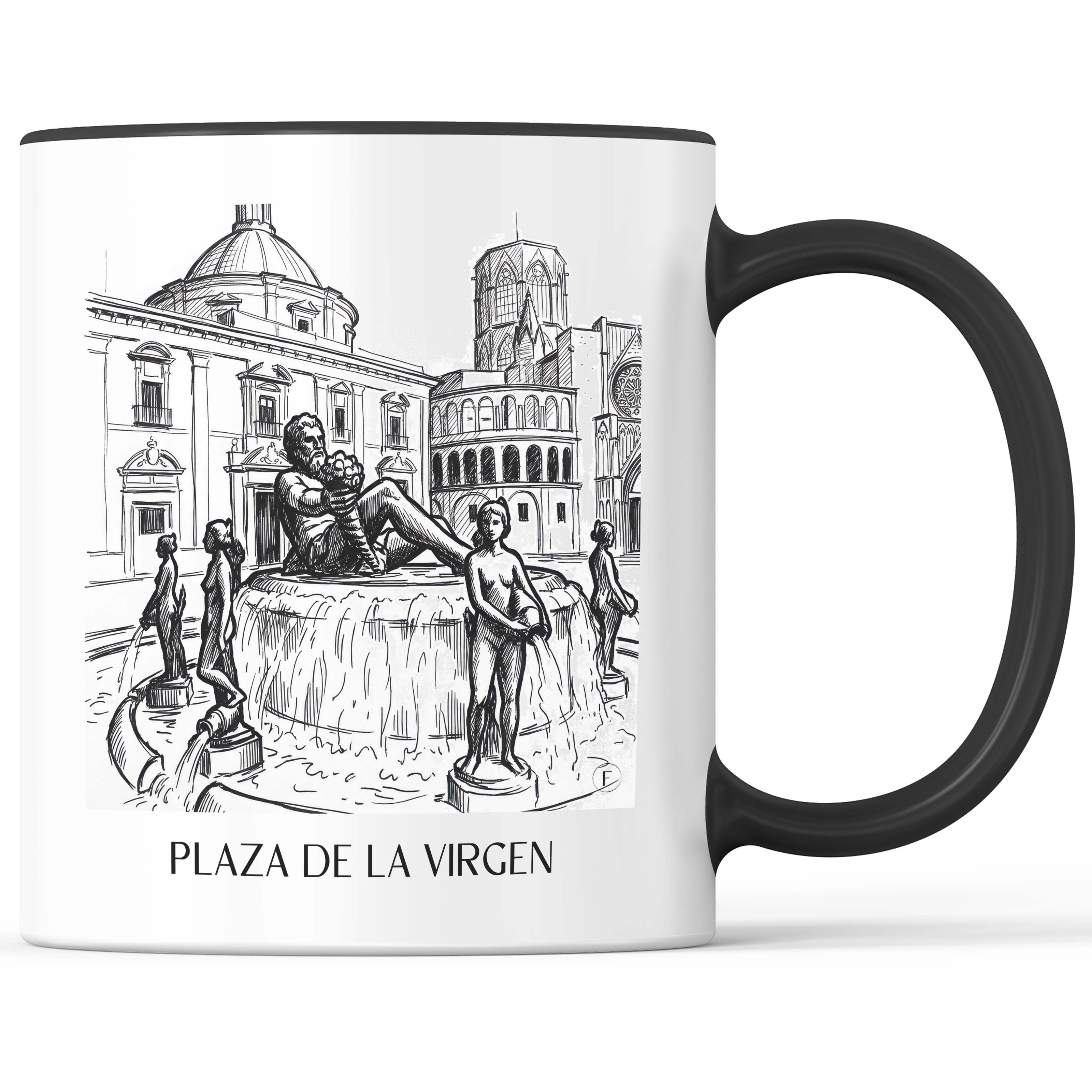 plaza-de-la-virgen-valencia-spanien-kaffeebecher-skizze