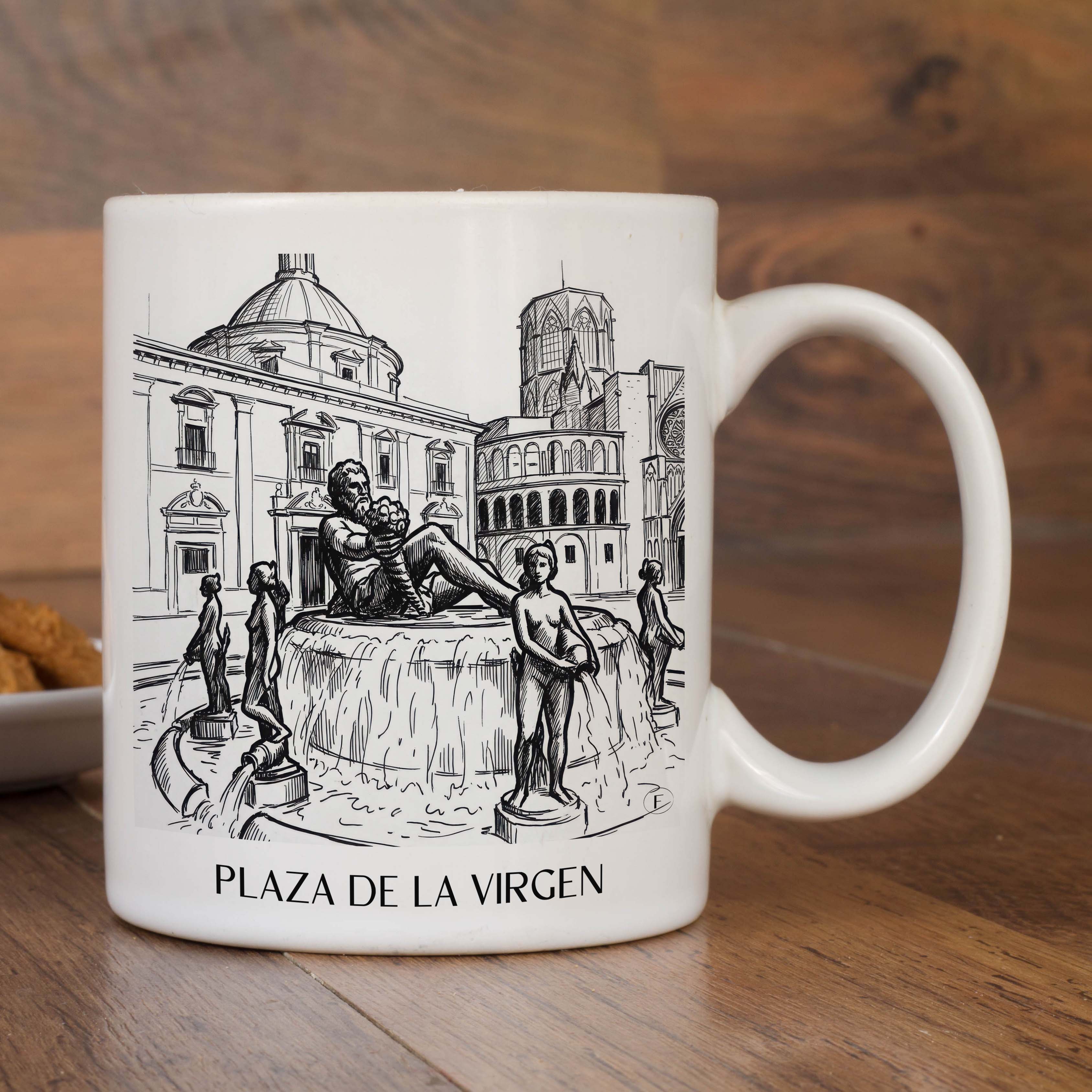 plaza-de-la-virgen-valencia-spanien-kaffeebecher-skizze