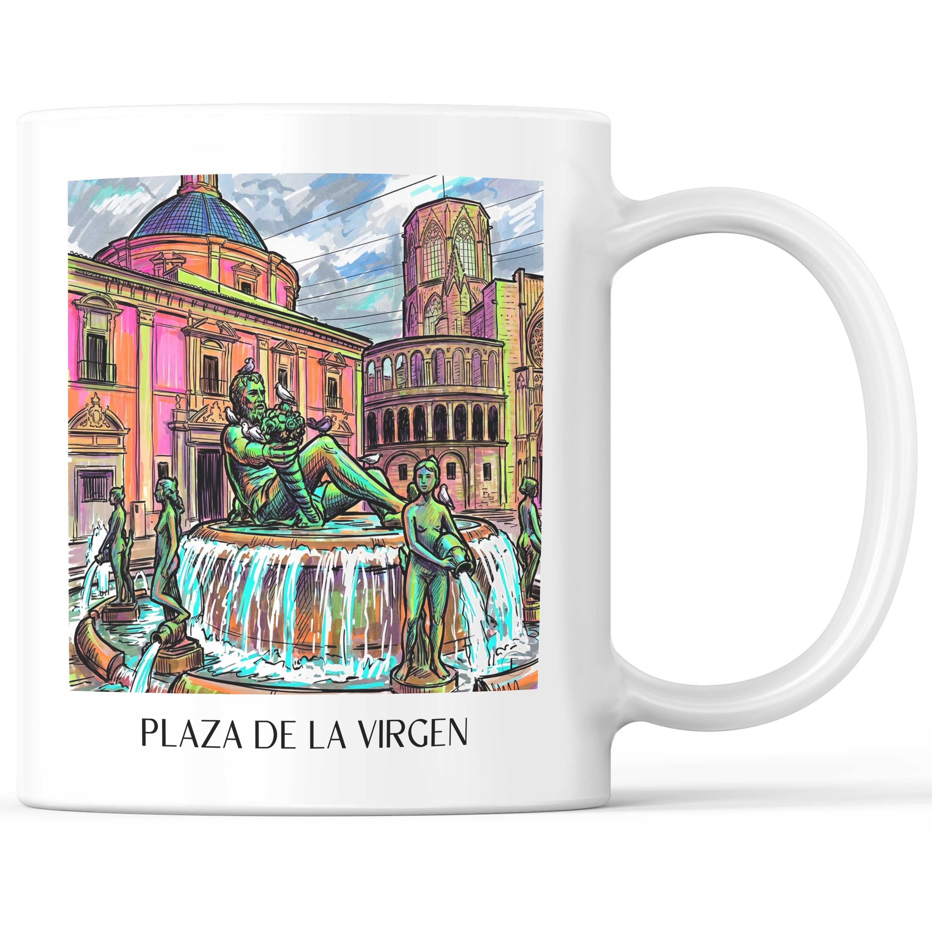 Plaza de la Virgen Kaffeebecher - Valencia - Spanien Becher - Kaffeetasse im Tag Graffiti Stil - favplace