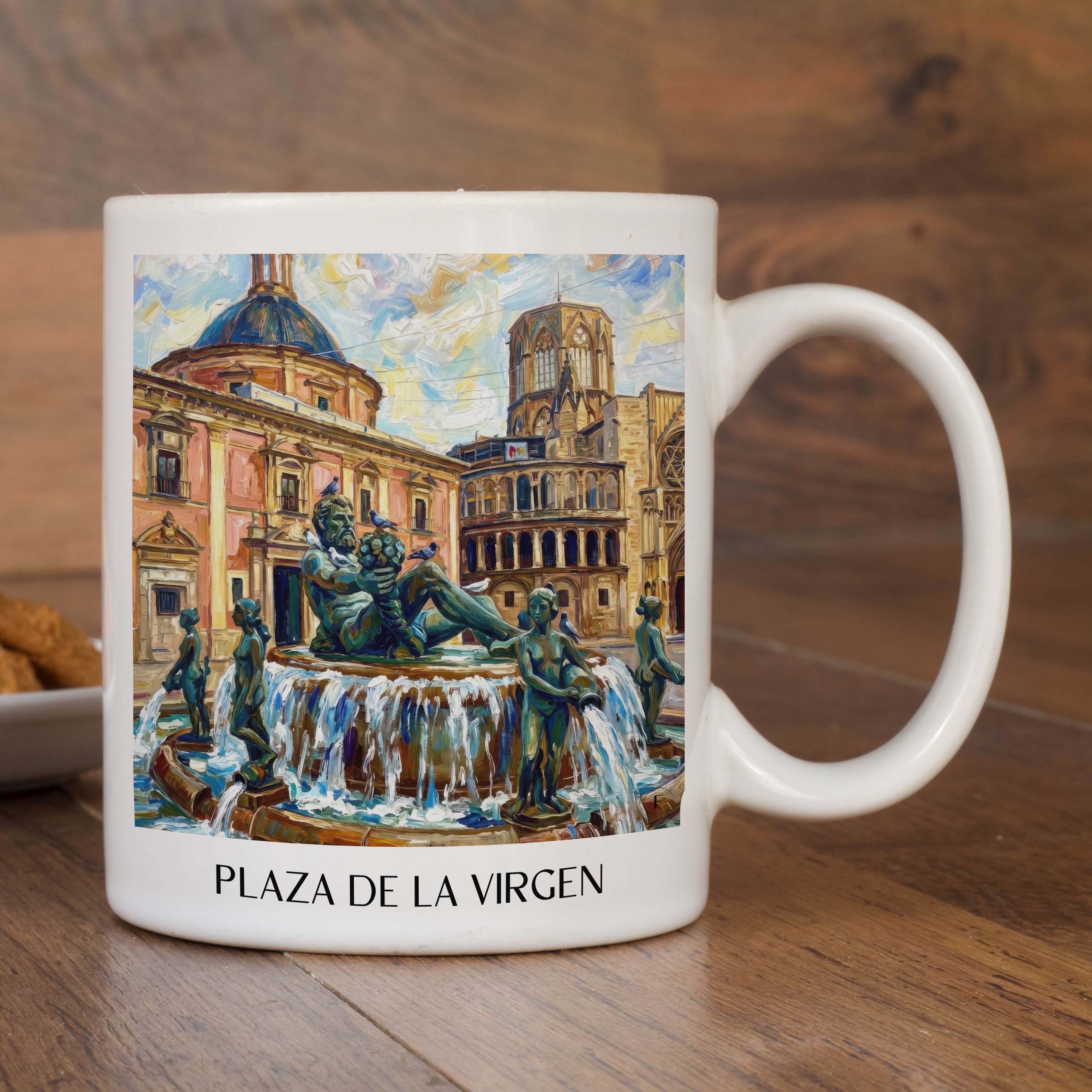 plaza-de-la-virgen-valencia-spanien-kaffeebecher-oil-painting-oelgemaelde
