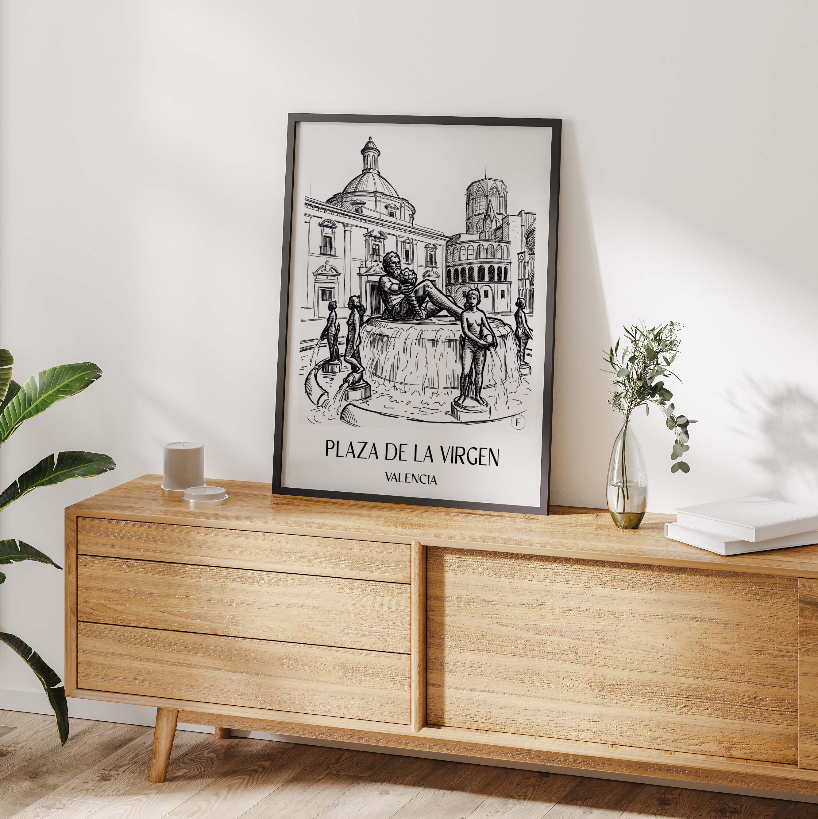 plaza-de-la-virgen-valencia-spanien-poster-skizze