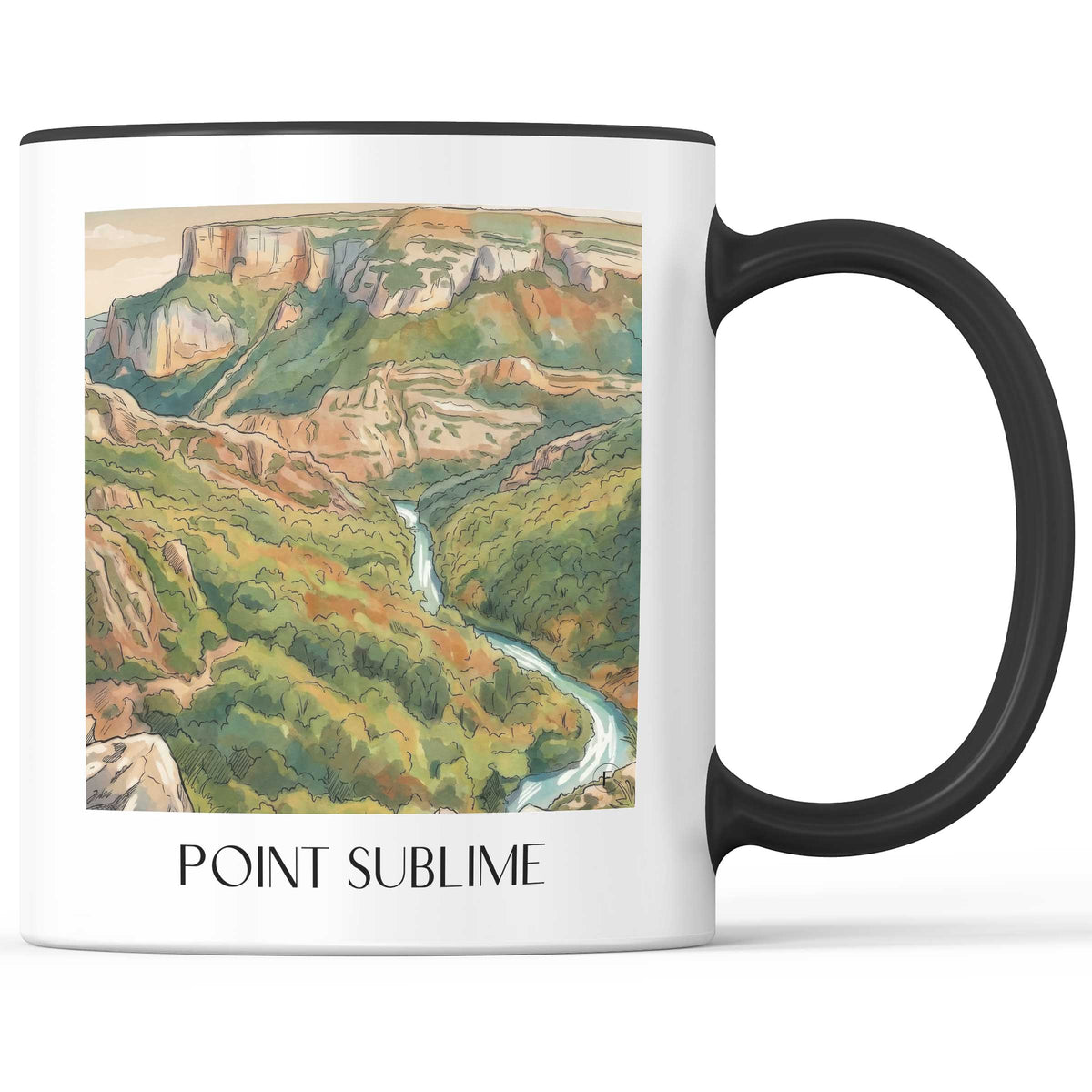 Point Sublime Kaffeebecher - Gorges du Tarn - Frankreich Becher - Kaffeetasse im Aquarell Stil - favplace