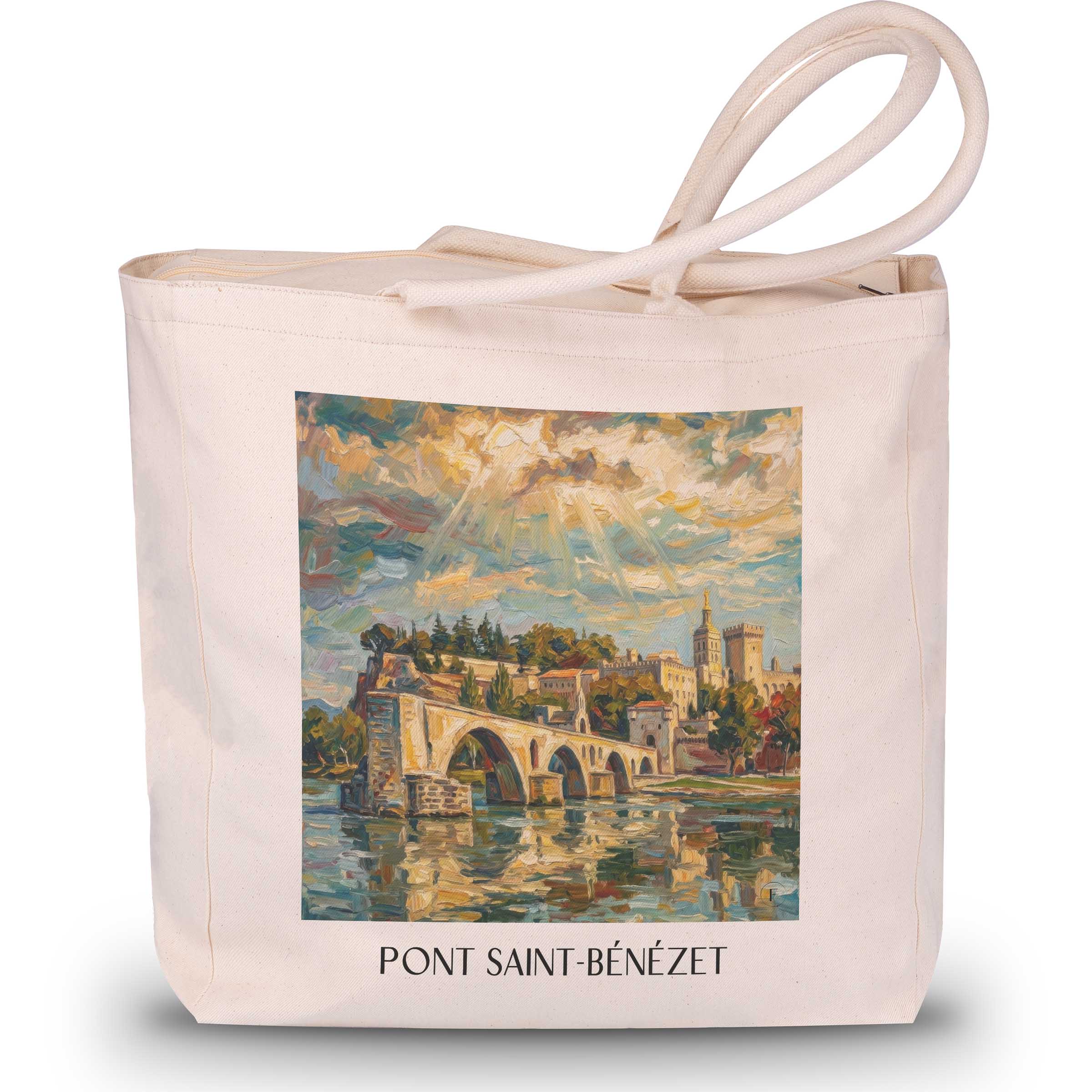 pont-saint-bénézet-avignon-frankreich-einkaufstasche-oil-painting-oelgemaelde