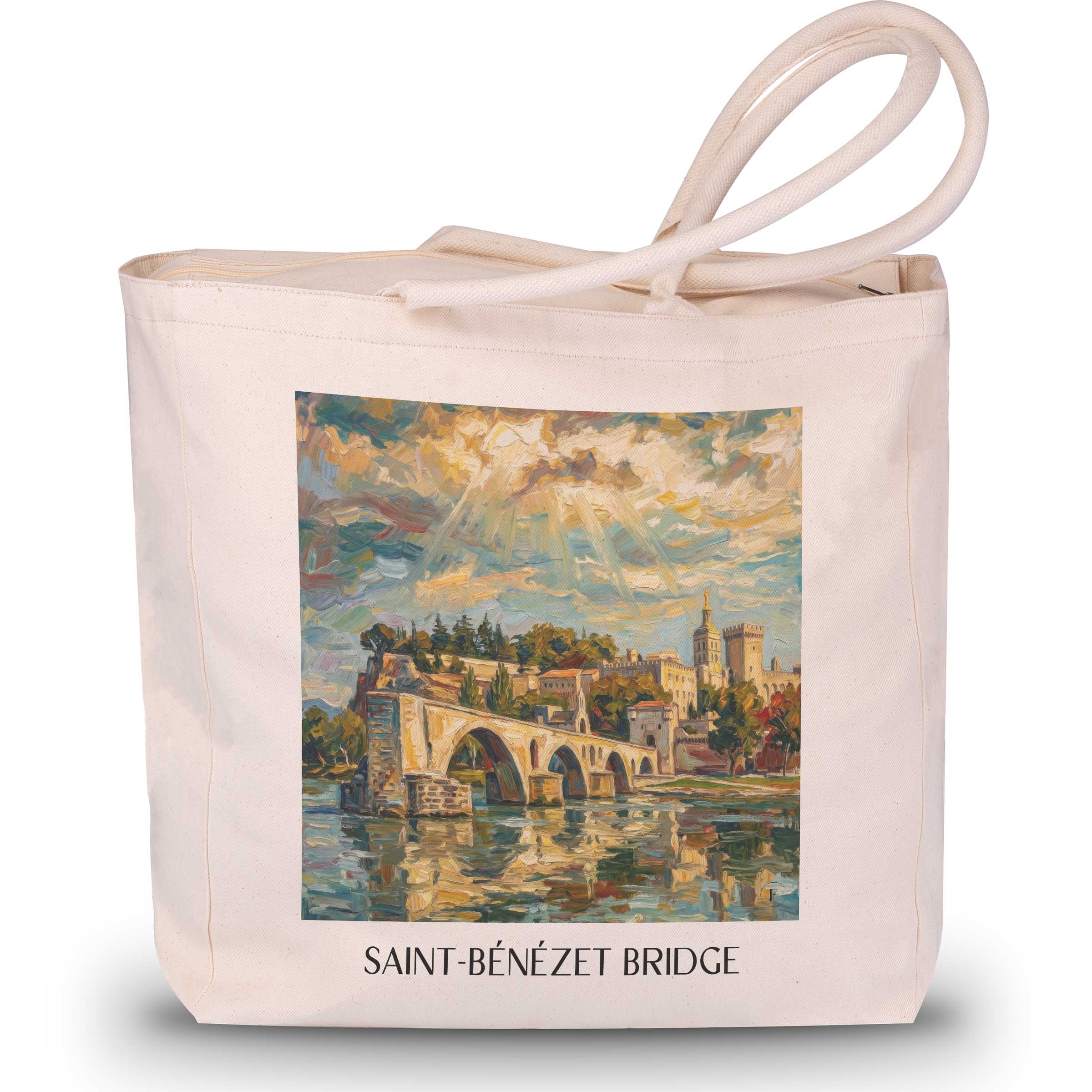 Pont Saint-Bénézet Shopping Tasche - Avignon - Frankreich Tote Bag - Einkaufstasche im Ölgemälde Stil - favplace