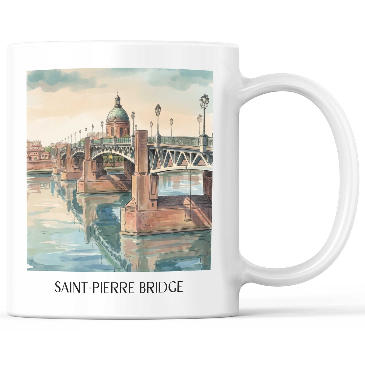 Pont Saint-Pierre Kaffeebecher - Toulouse - Frankreich Becher - Kaffeetasse im Aquarell Stil - favplace