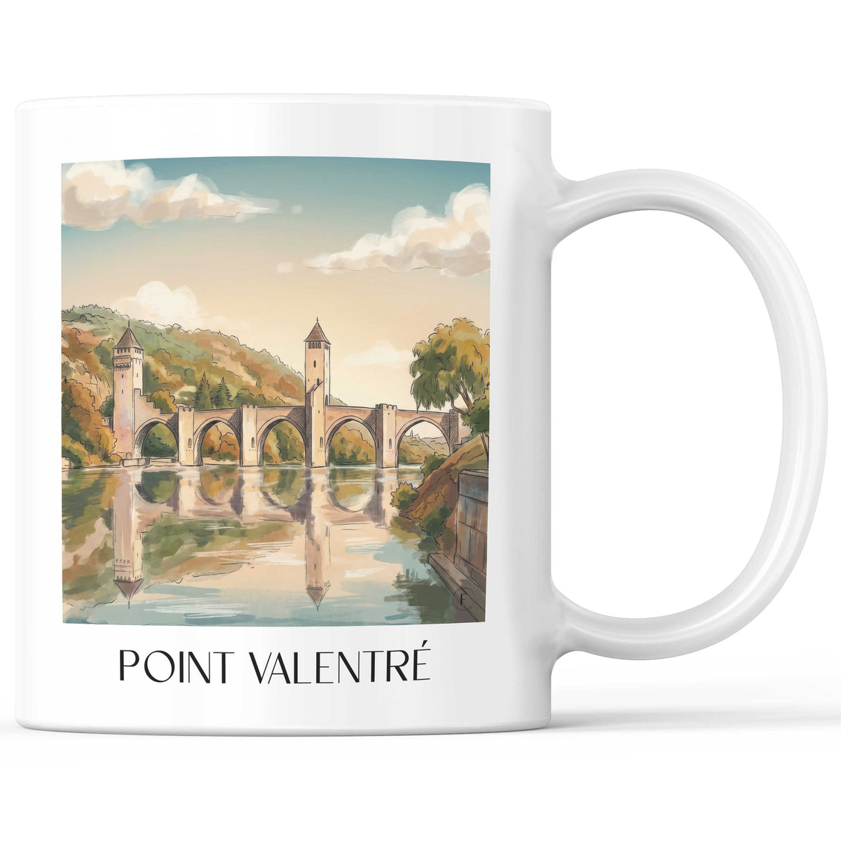 Pont Valentré Kaffeebecher - Cahors - Frankreich Becher - Kaffeetasse im Aquarell Stil - favplace