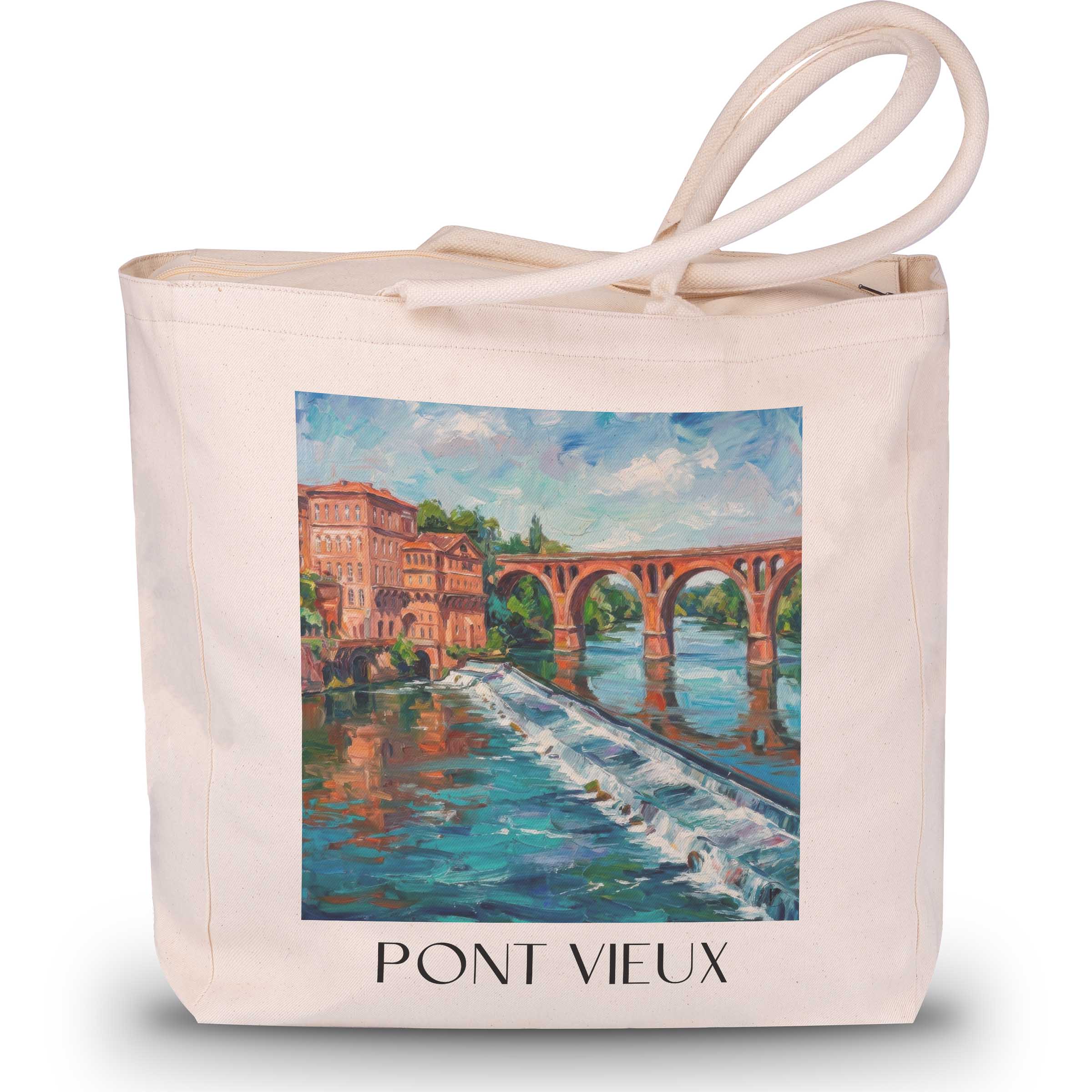 pont-vieux--albi-frankreich-einkaufstasche-oil-painting-oelgemaelde