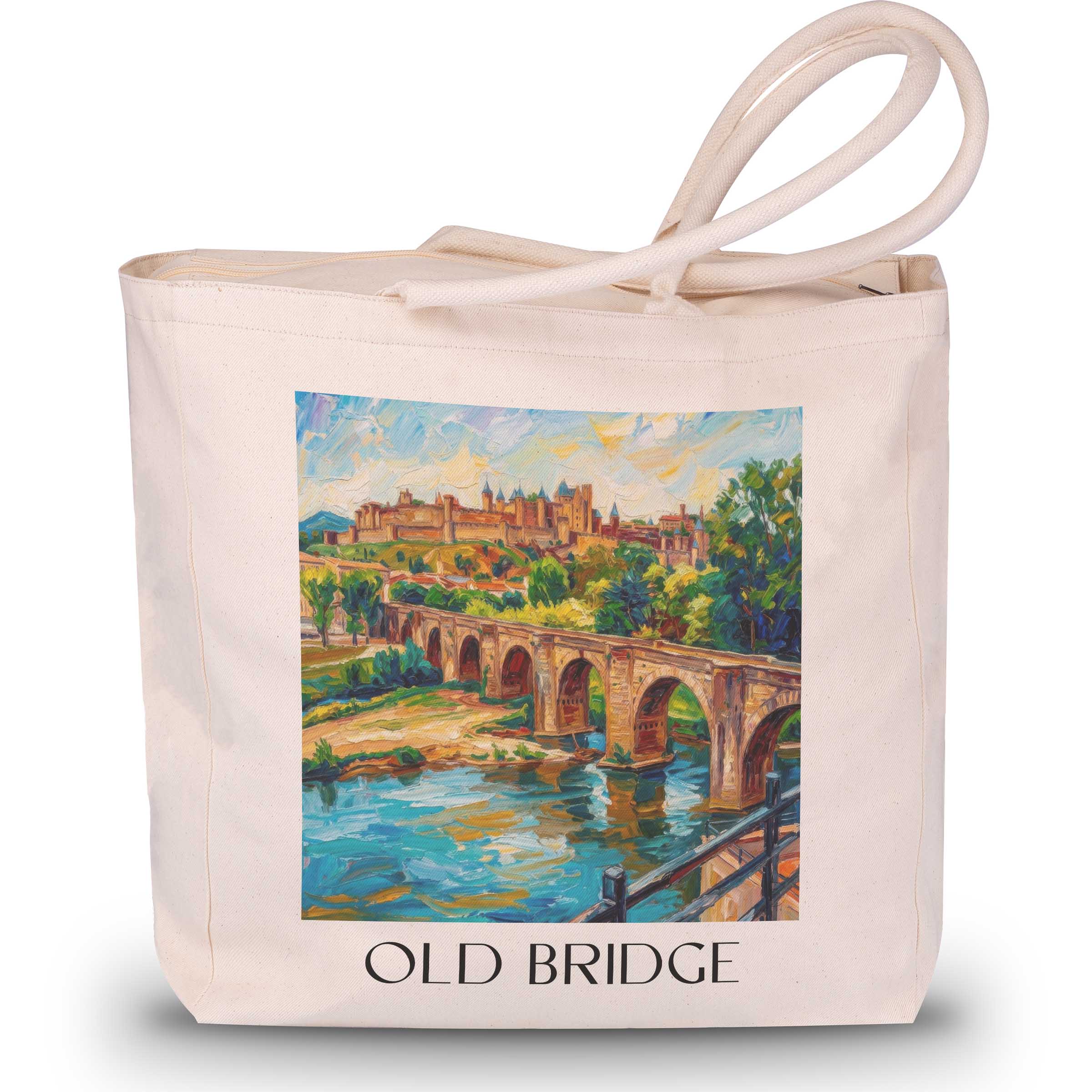 Pont Vieux Shopping Tasche - Carcassonne - Frankreich Tote Bag - Einkaufstasche im Ölgemälde Stil - favplace