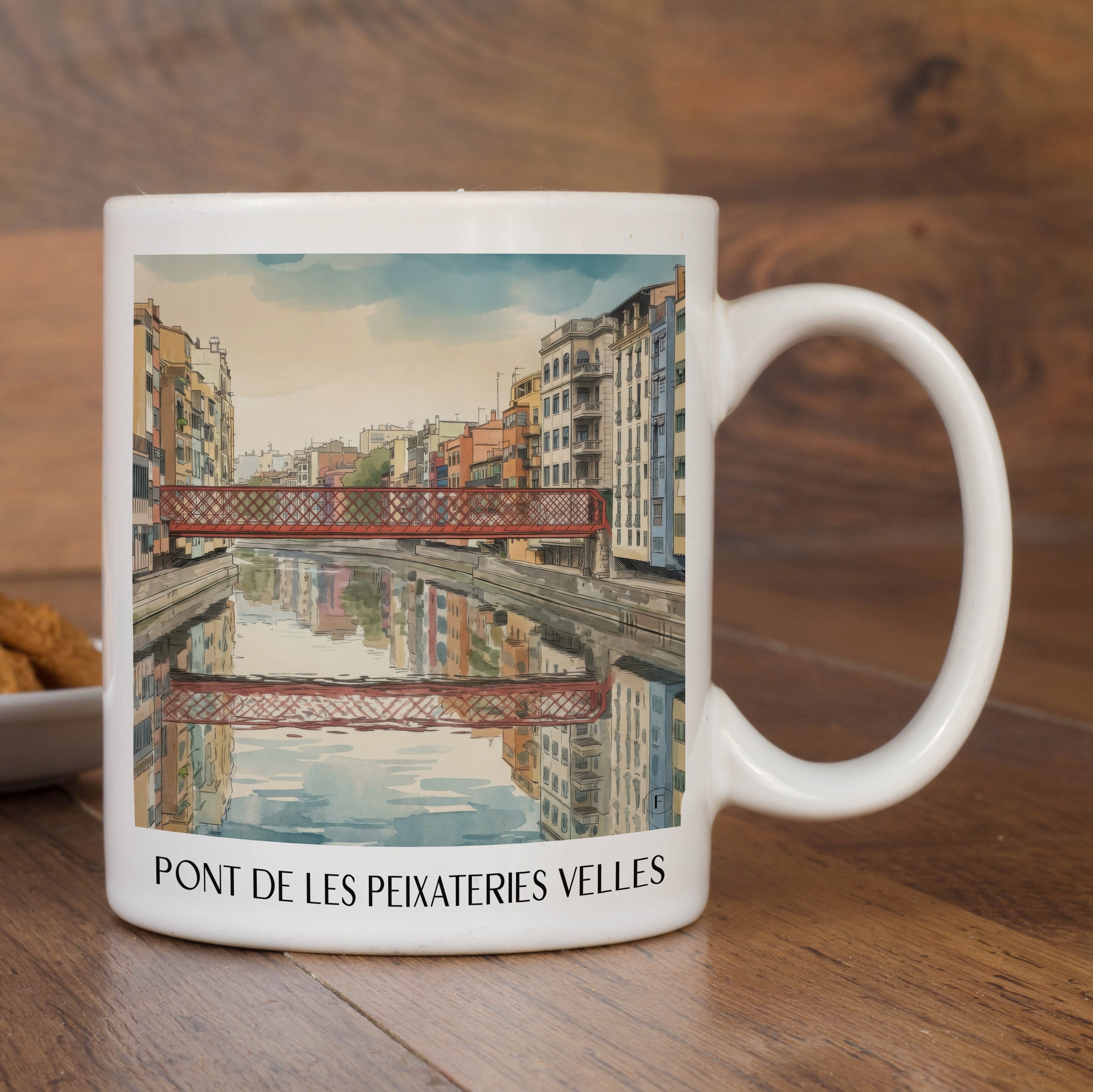 pont-de-les-peixateries-velles-girona-spanien-kaffeebecher-aquarell
