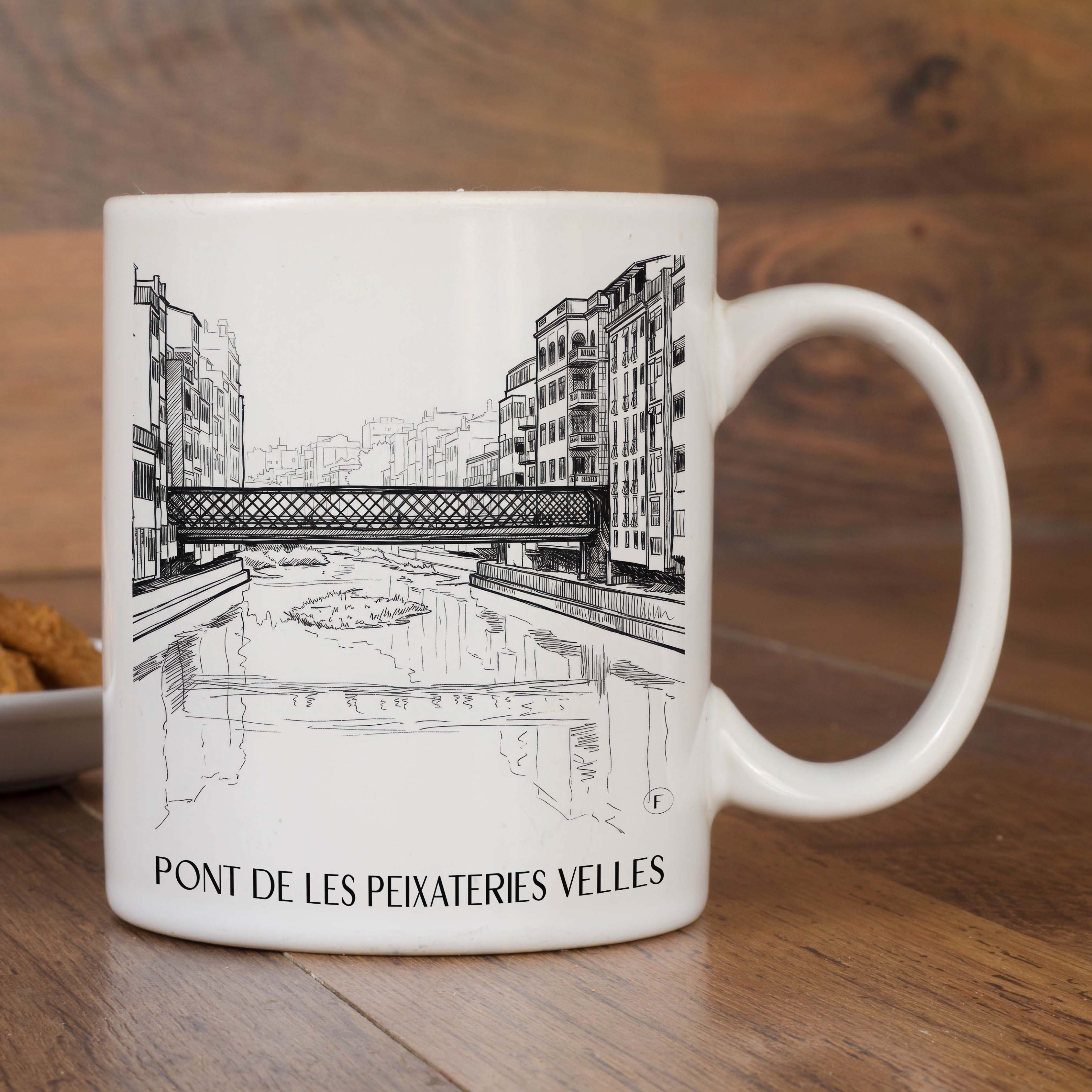 pont-de-les-peixateries-velles-girona-spanien-kaffeebecher-skizze