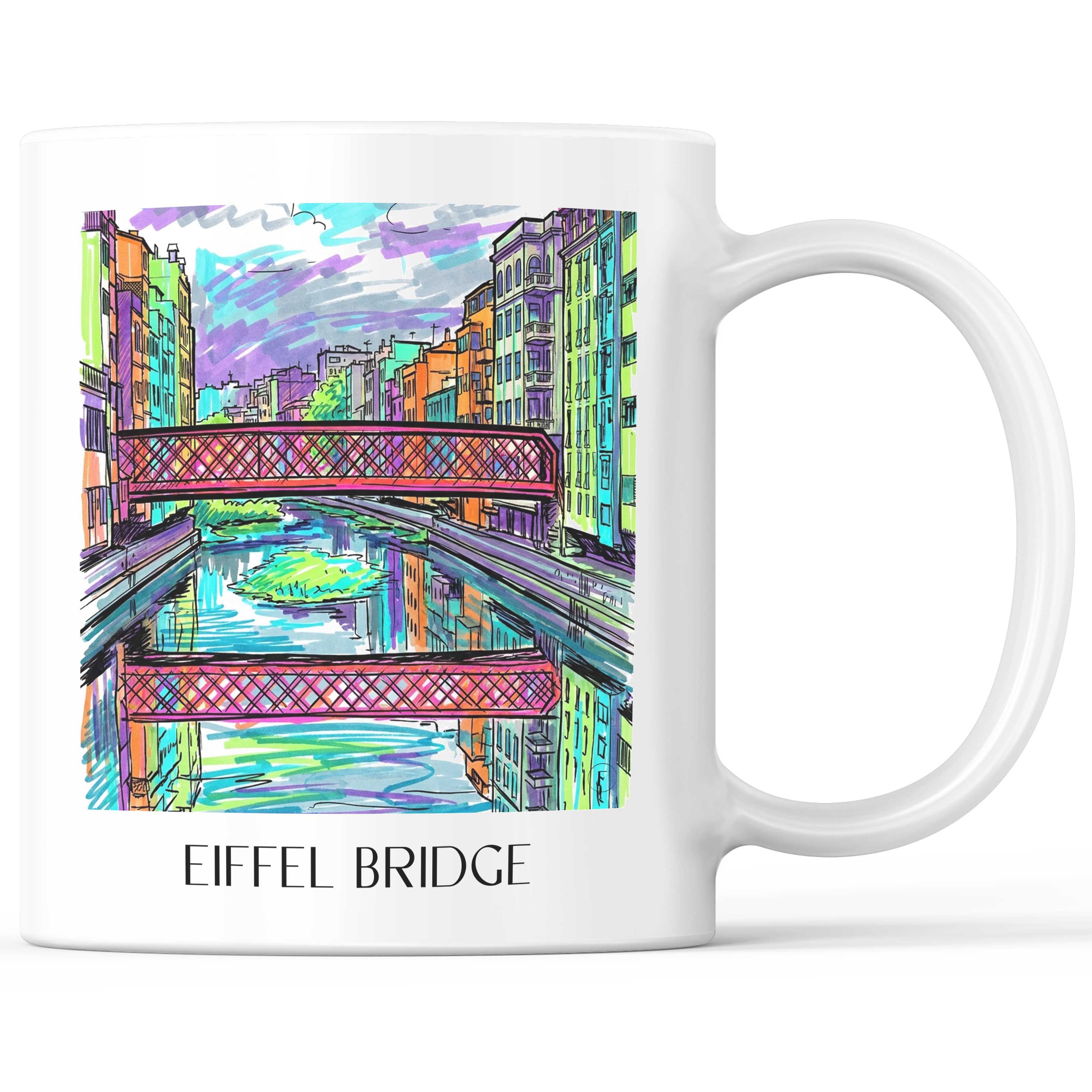 Pont de les Peixateries Velles Kaffeebecher - Girona - Spanien Becher - Kaffeetasse im Tag Graffiti Stil - favplace