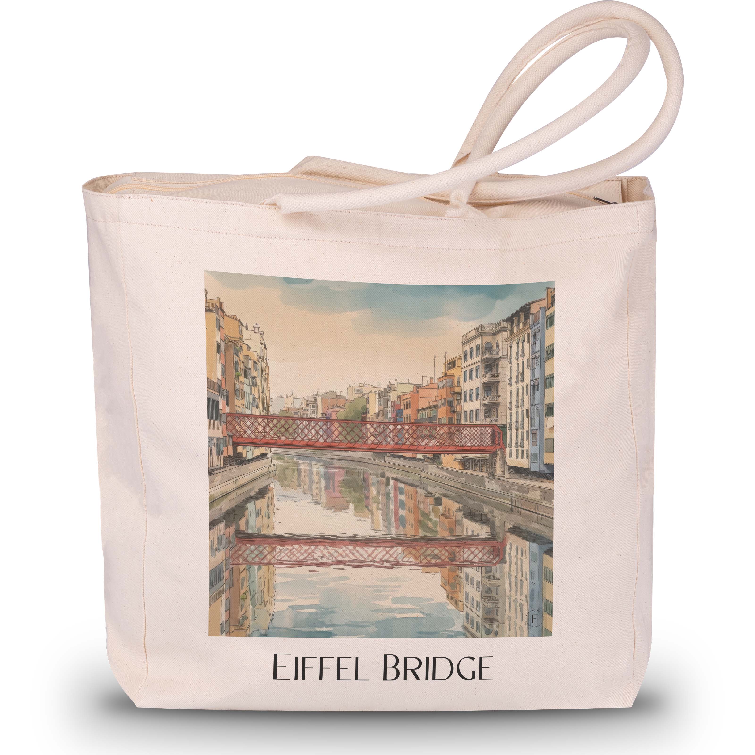 Pont de les Peixateries Velles Shopping Tasche - Girona - Spanien Tote Bag - Einkaufstasche im Aquarell Stil - favplace